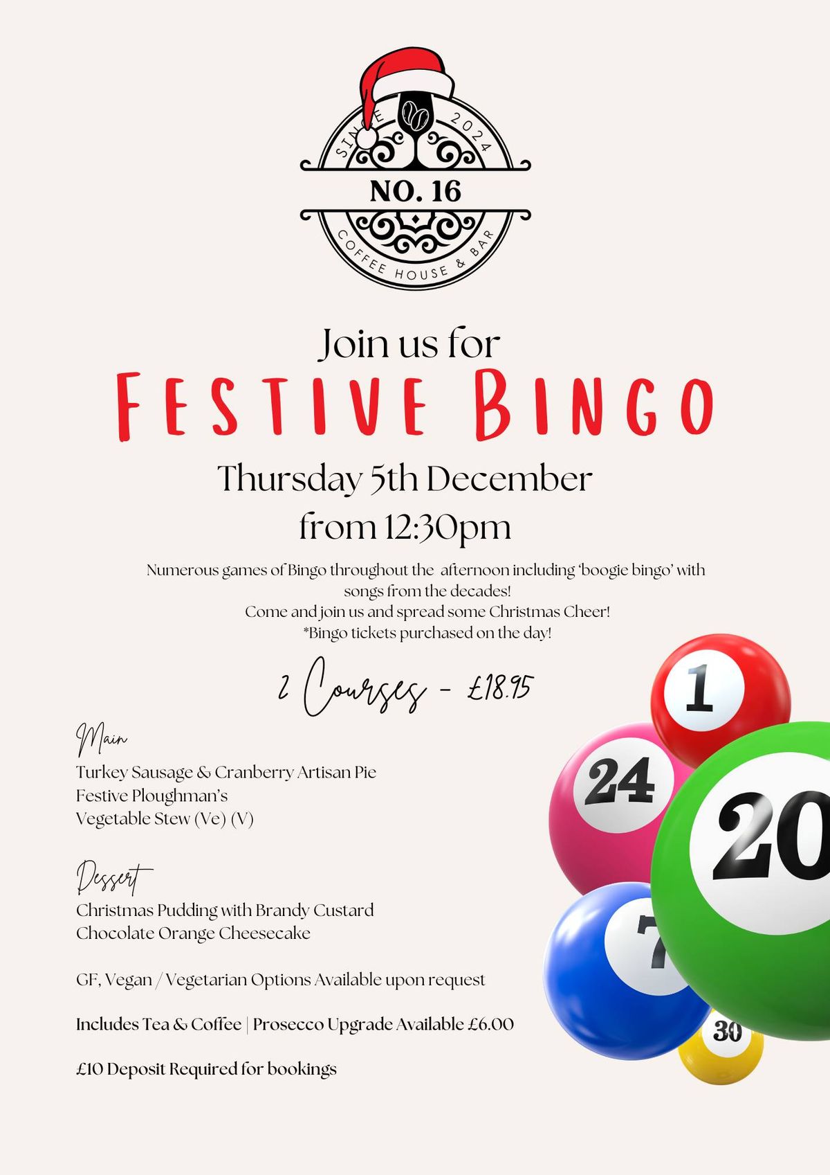 Festive Bingo with 2 Courses & Tea \/ Coffee