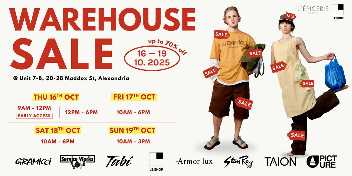 Warehouse Sale - Sydney | Oct 16 - 19