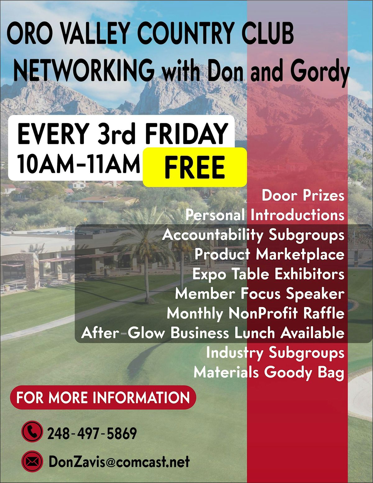 FREE NETWORKING EVENT AT THE ORO VALLEY COUNTRY CLUB with Don & Gordy