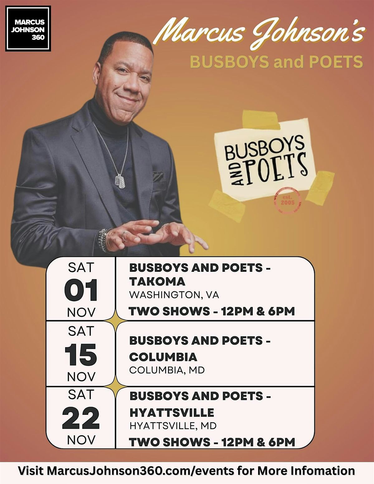 Marcus Johnson Live: The FLO Experience at Busboys and Poets Hyattsville
