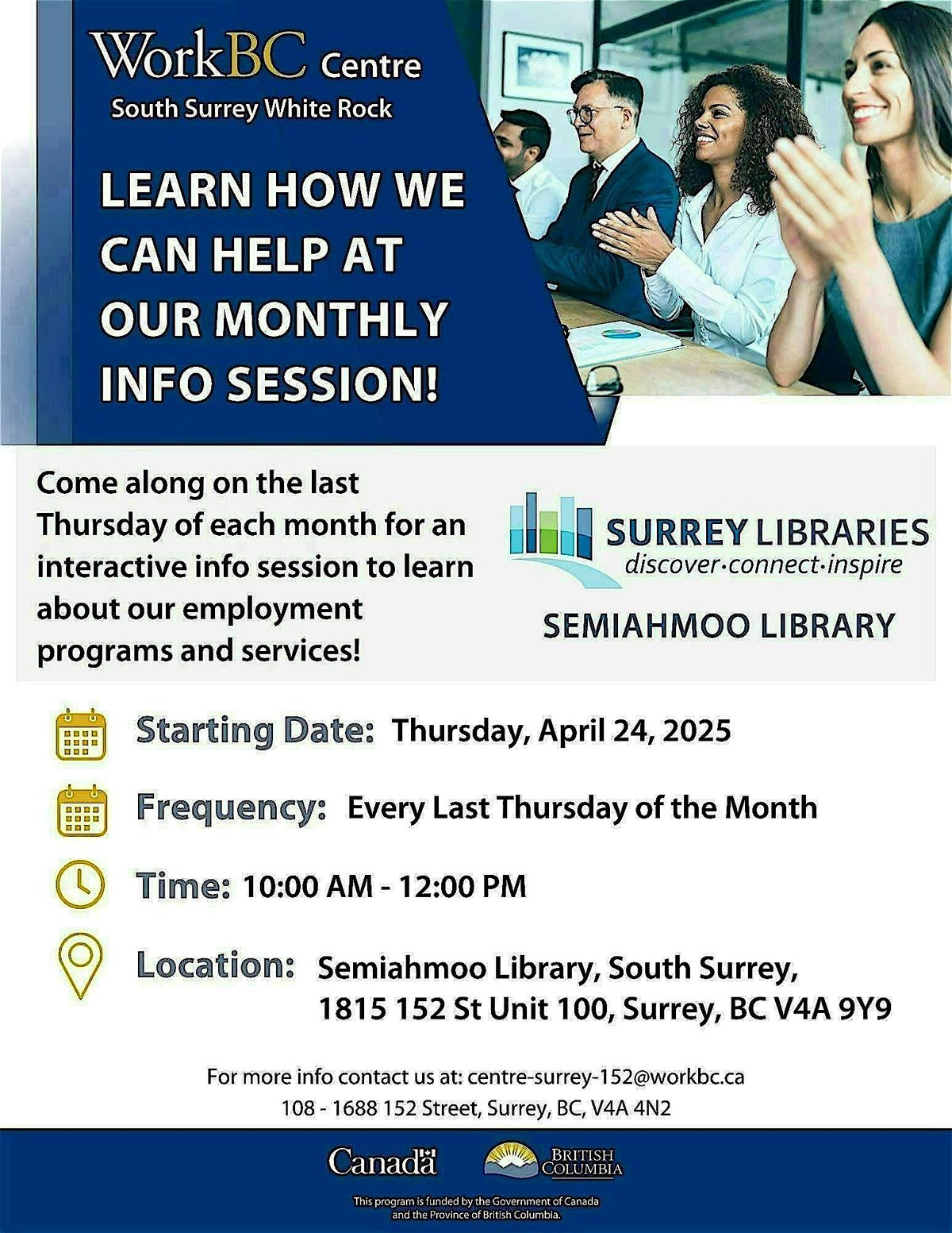 WorkBC Information Session at the Semiahmoo Library
