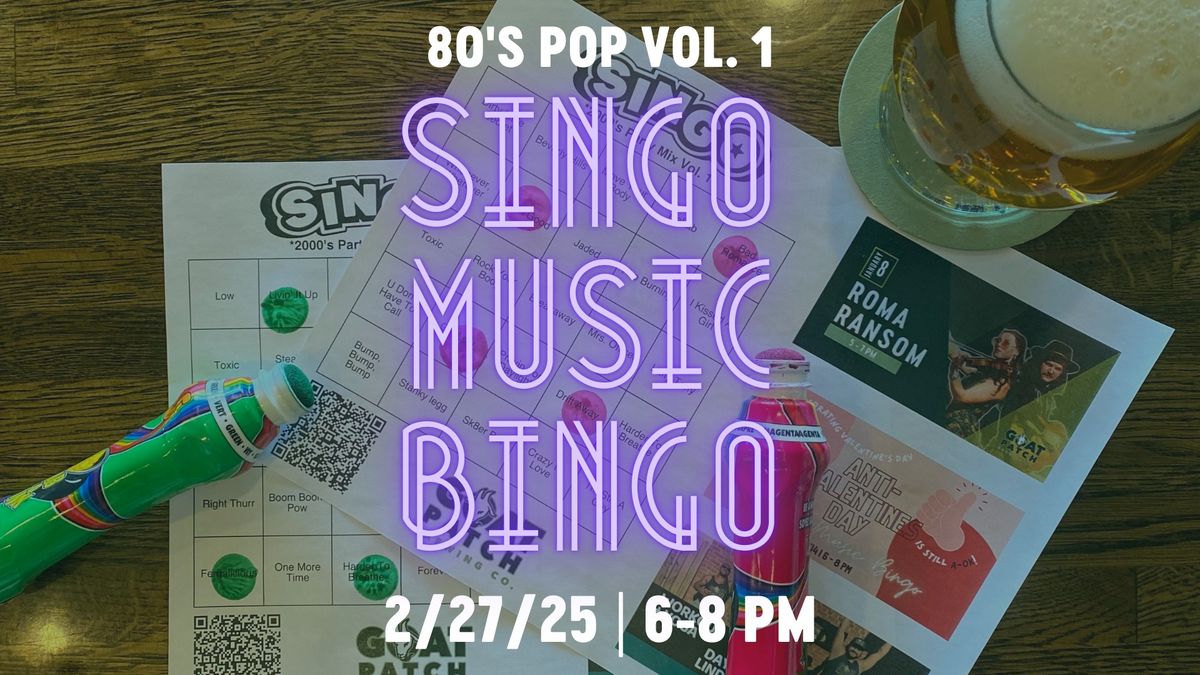 Singo Music Bingo: 80's Pop Vol. 1