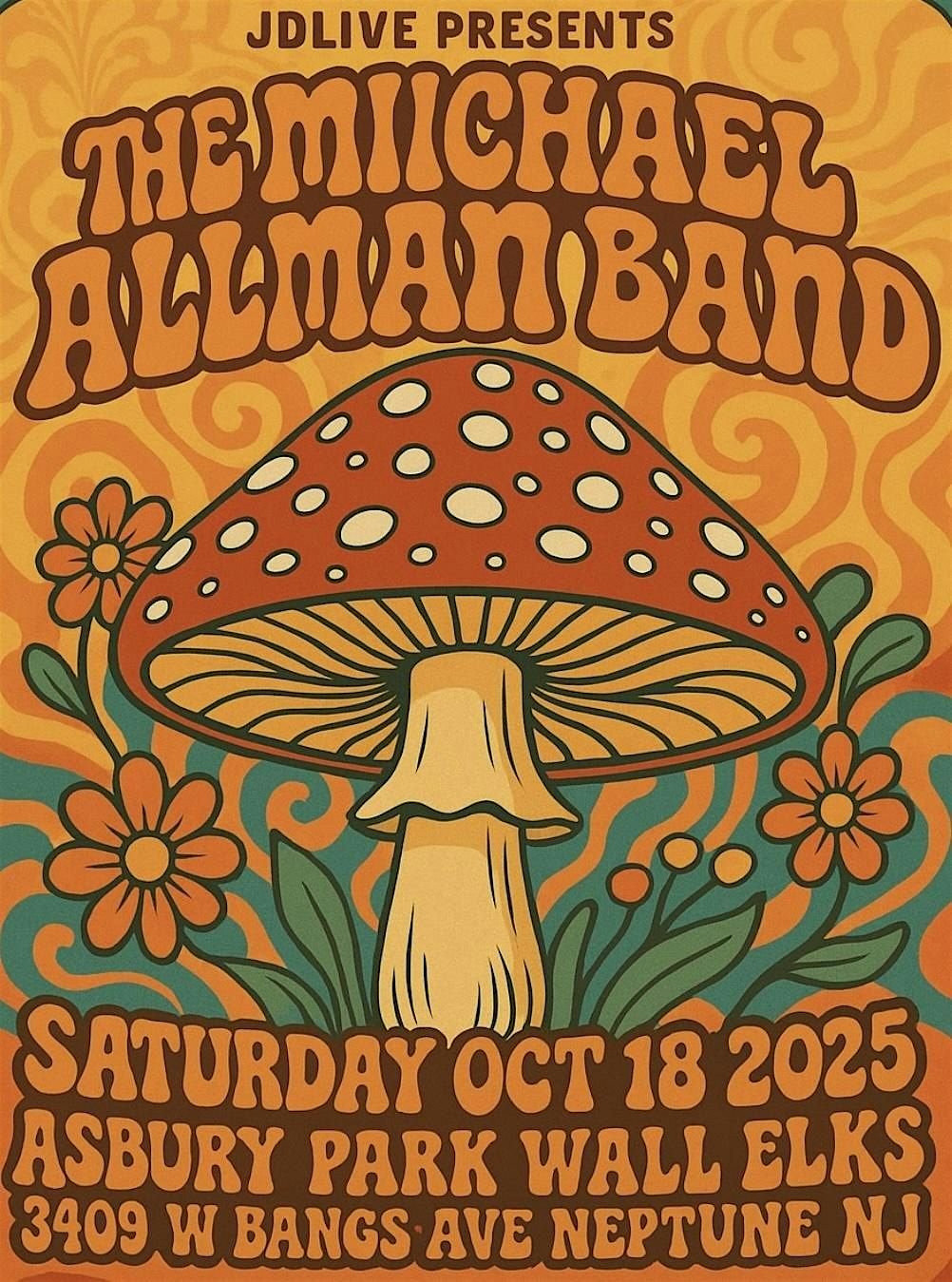 JDLive Presents The Michael Allman Band Sat Oct 18 2025 at Asbury Wall Elks
