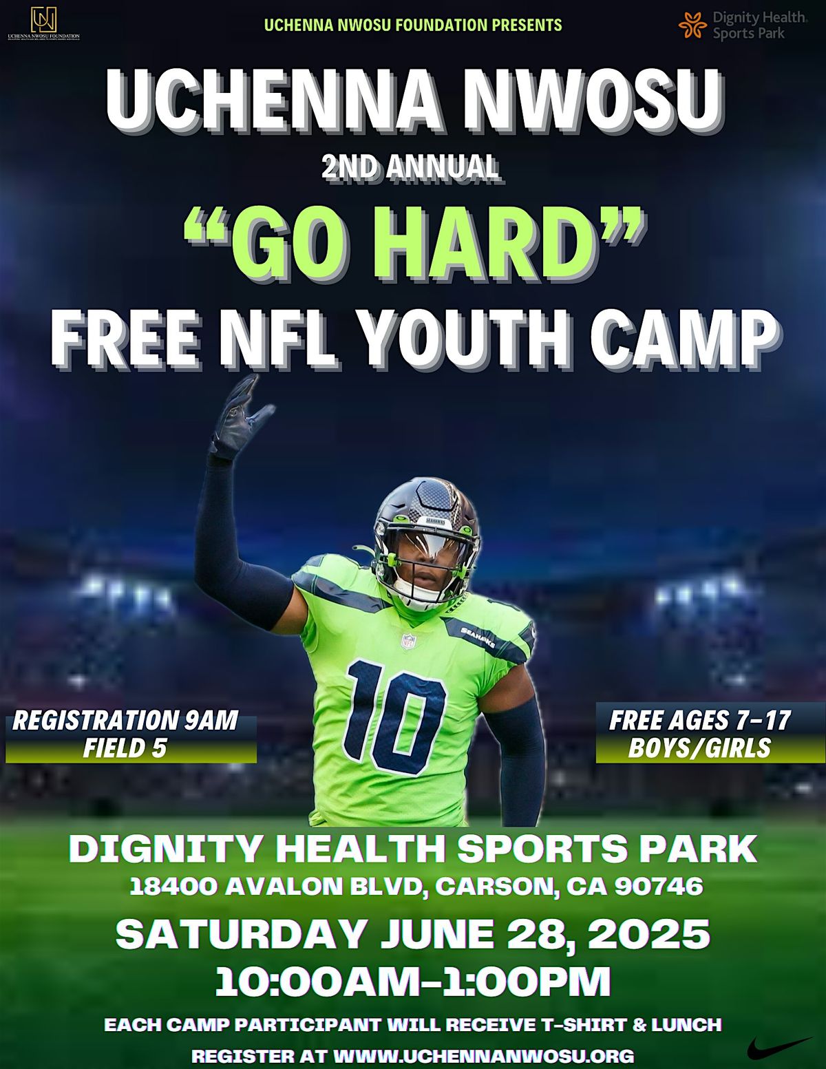 Uchenna Nwosu 2nd Annual "Go Hard" FREE NFL Youth Camp