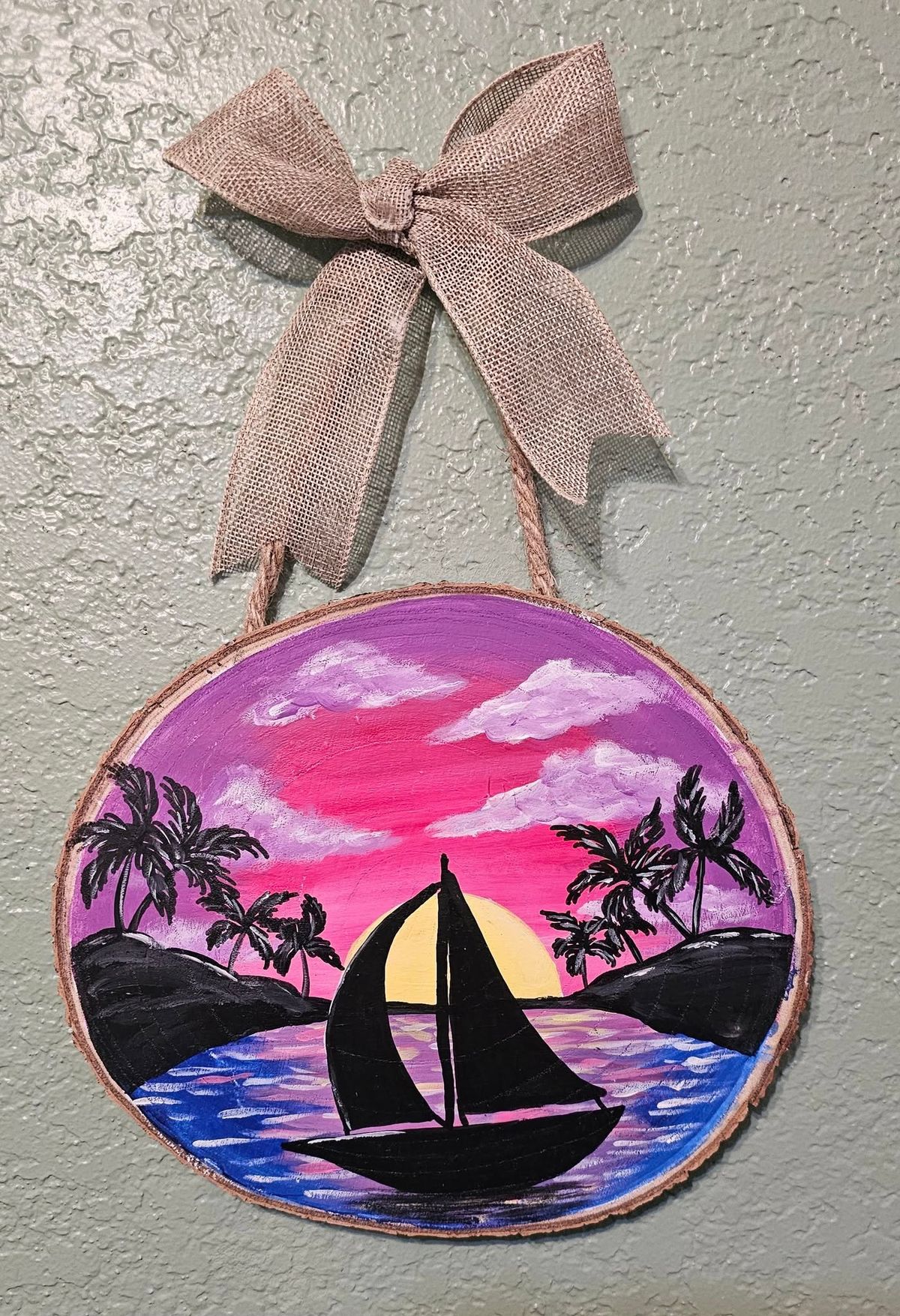 Larrabee's and Paint ~ A Sunset Sail on sliced wood