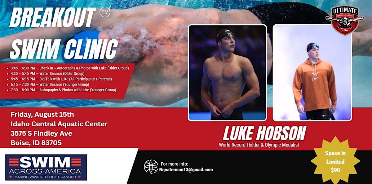 Olympian Luke Hobson hosting a swim clinic for Boise, Idaho swimmers