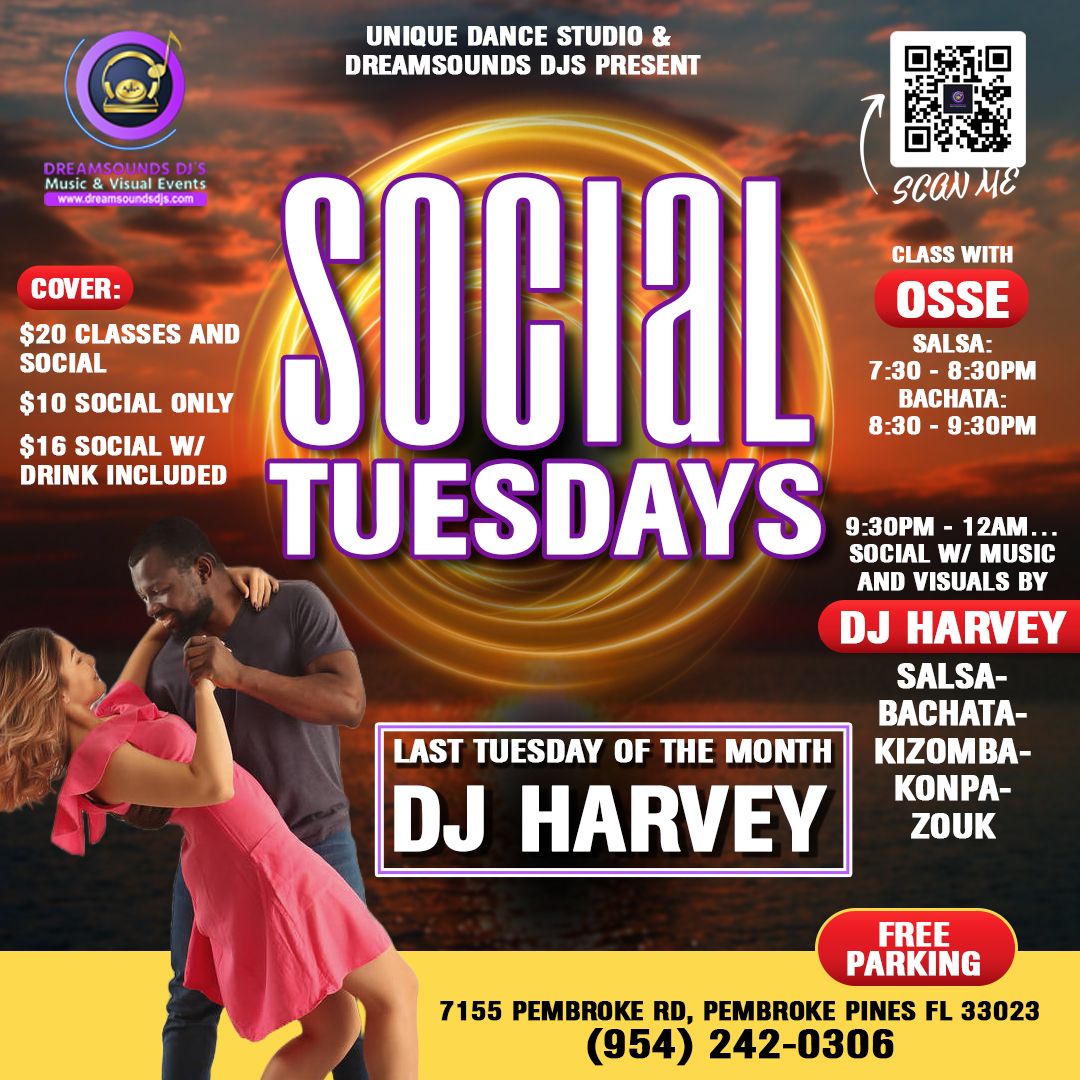 Social Tuesdays Bi-Monthly Social at Unique Dance Ballroom w\/ DJ Harvey