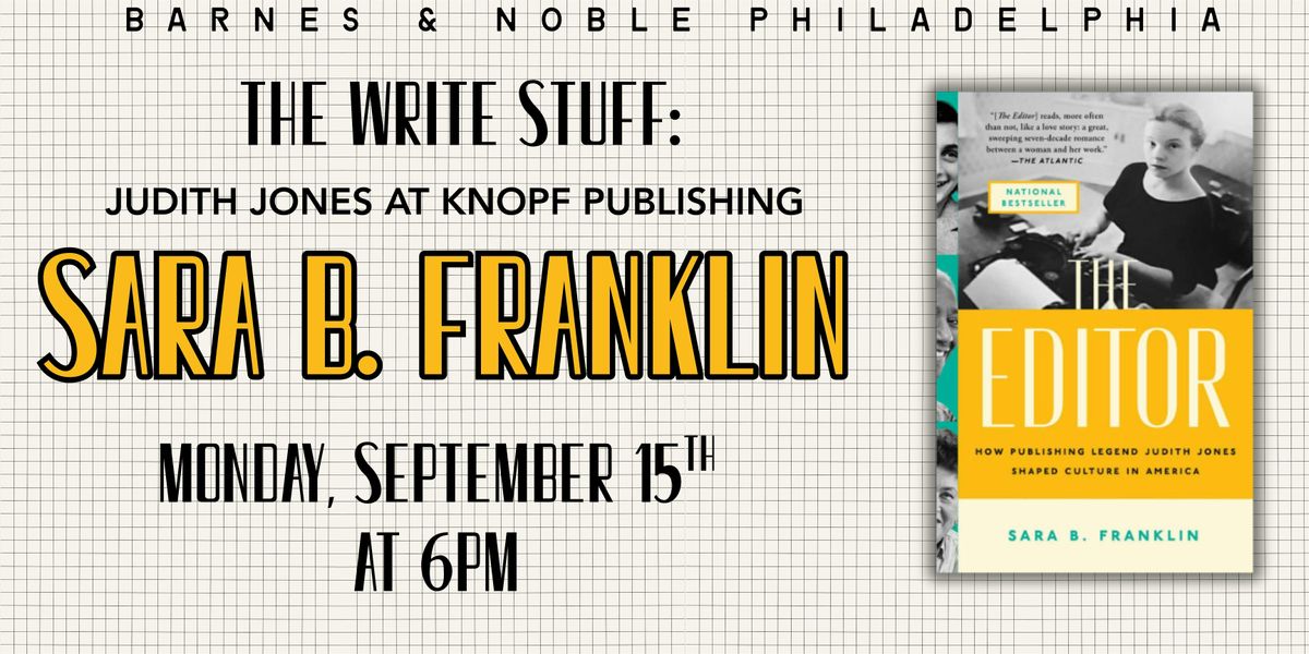 The Write Stuff: Sara B. Franklin talks The Editor on September 15th