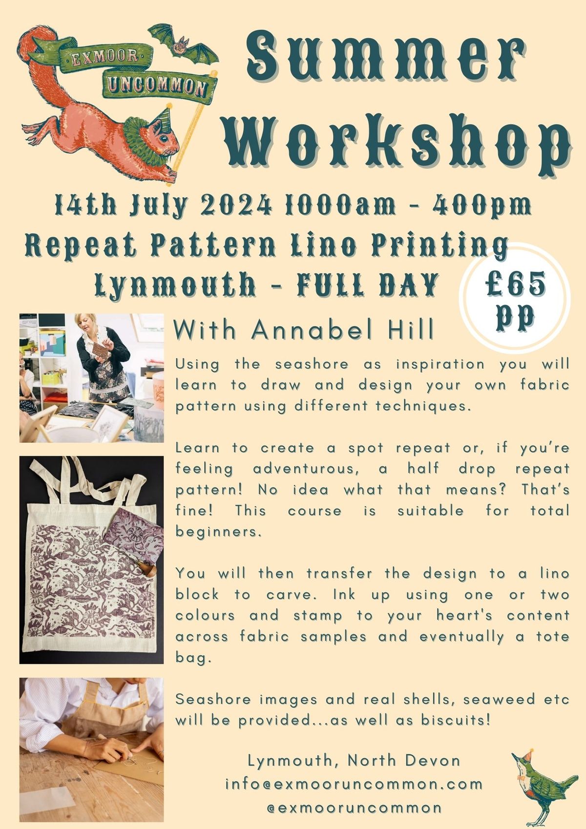 SUMMER WORKSHOP - Lino Print Repeats with Annabel Hill
