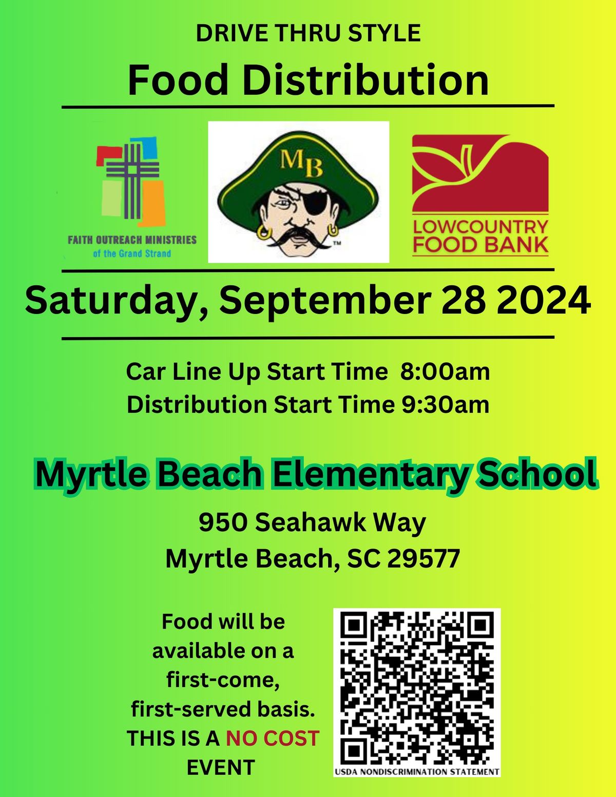 Myrtle Beach Elementary Free Food Distribution