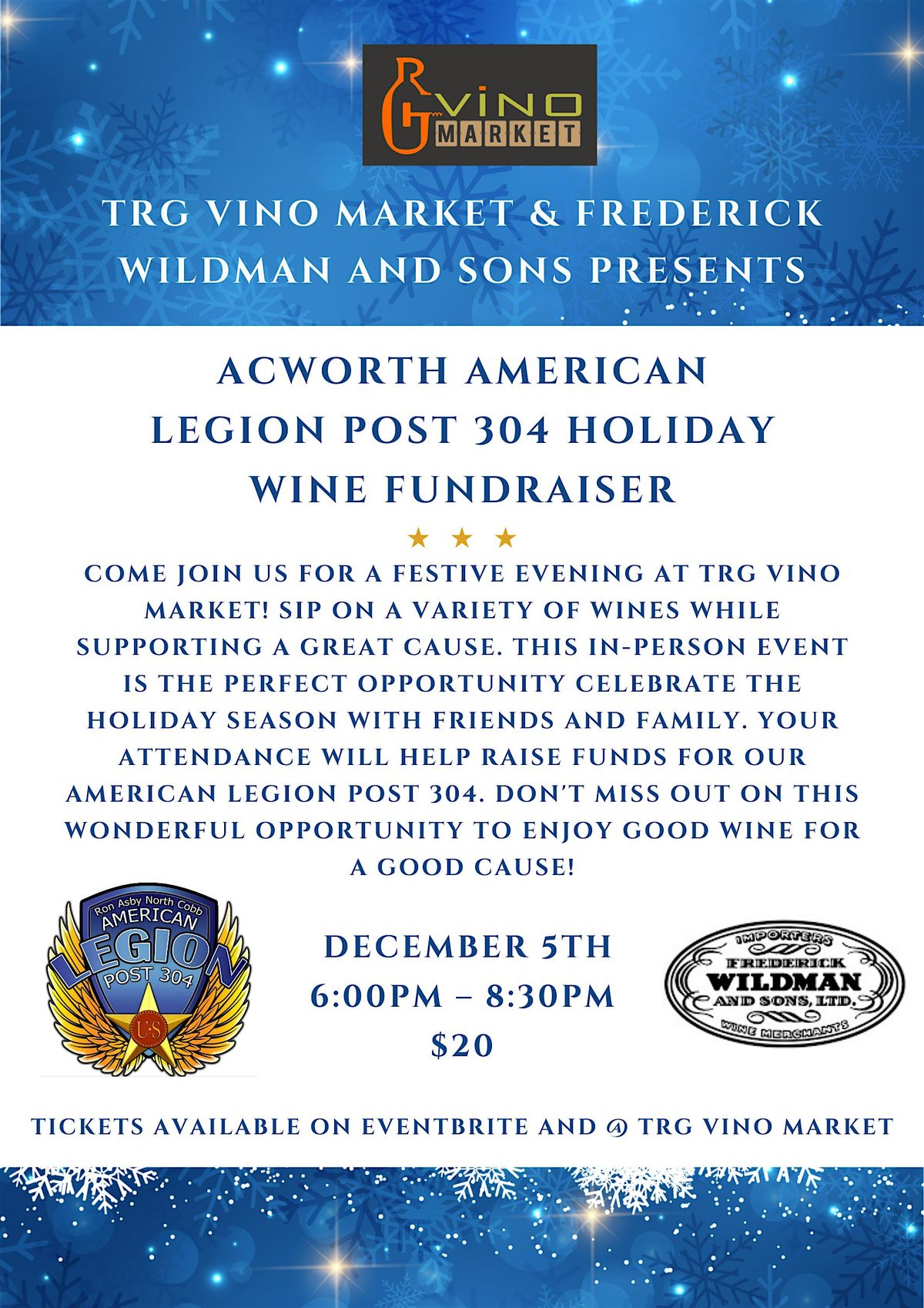 Acworth American Legion Post 304 Holiday Wine Fundraiser