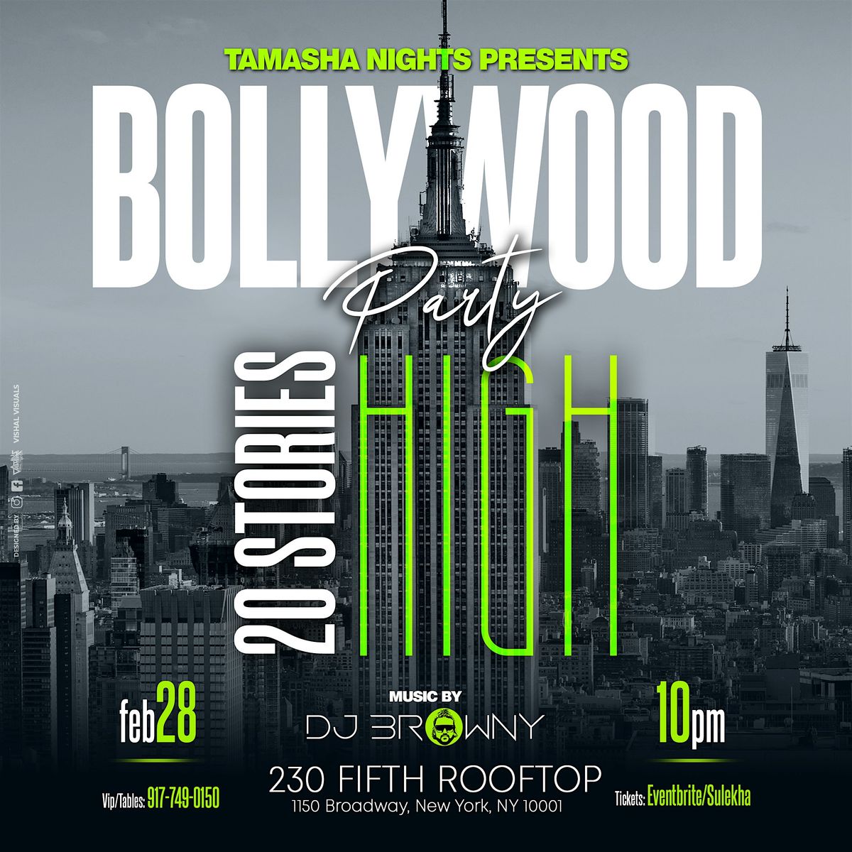 NYC BOLLYWOOD PARTY 20 STORIES HIGH @230 FIFTH ROOFTOP BAR