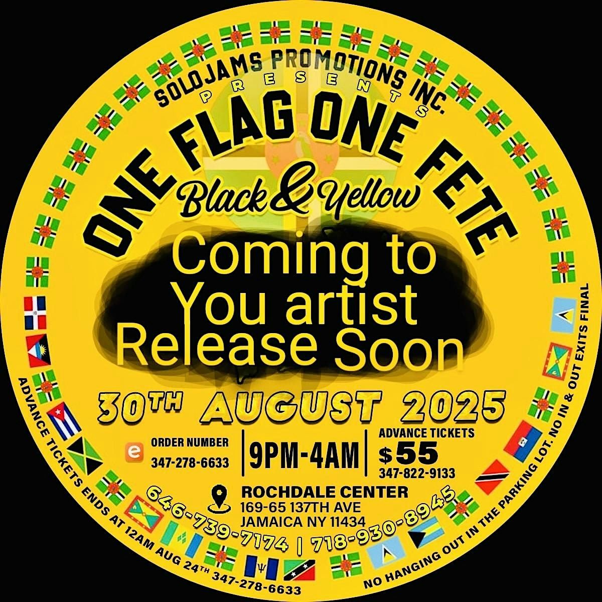 Black and Yellow One flag One Fete