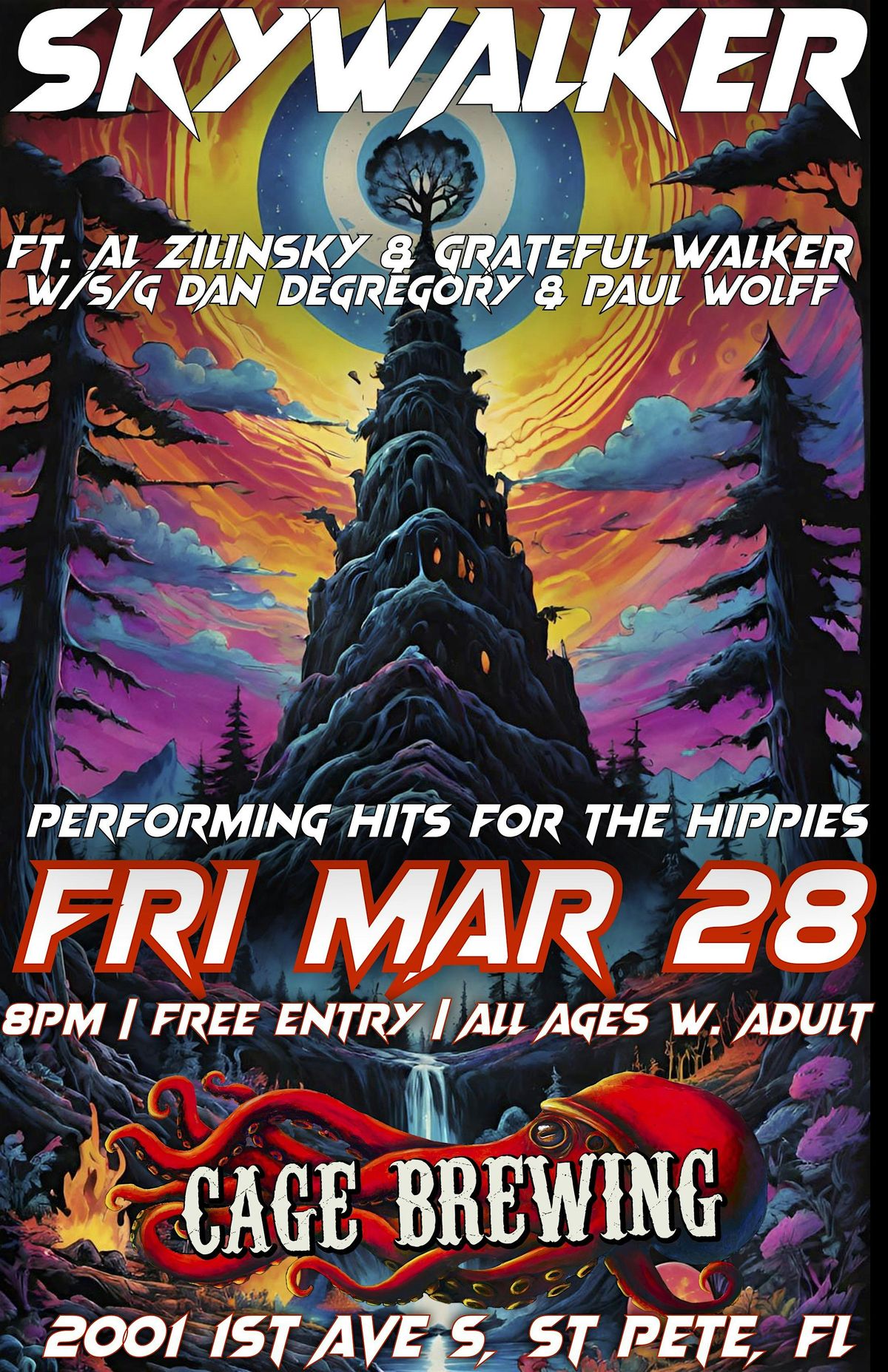 FREE ENTRY: SKYWALKER: Hits for the Hippies | Cage Brewing | FRI MAR 28