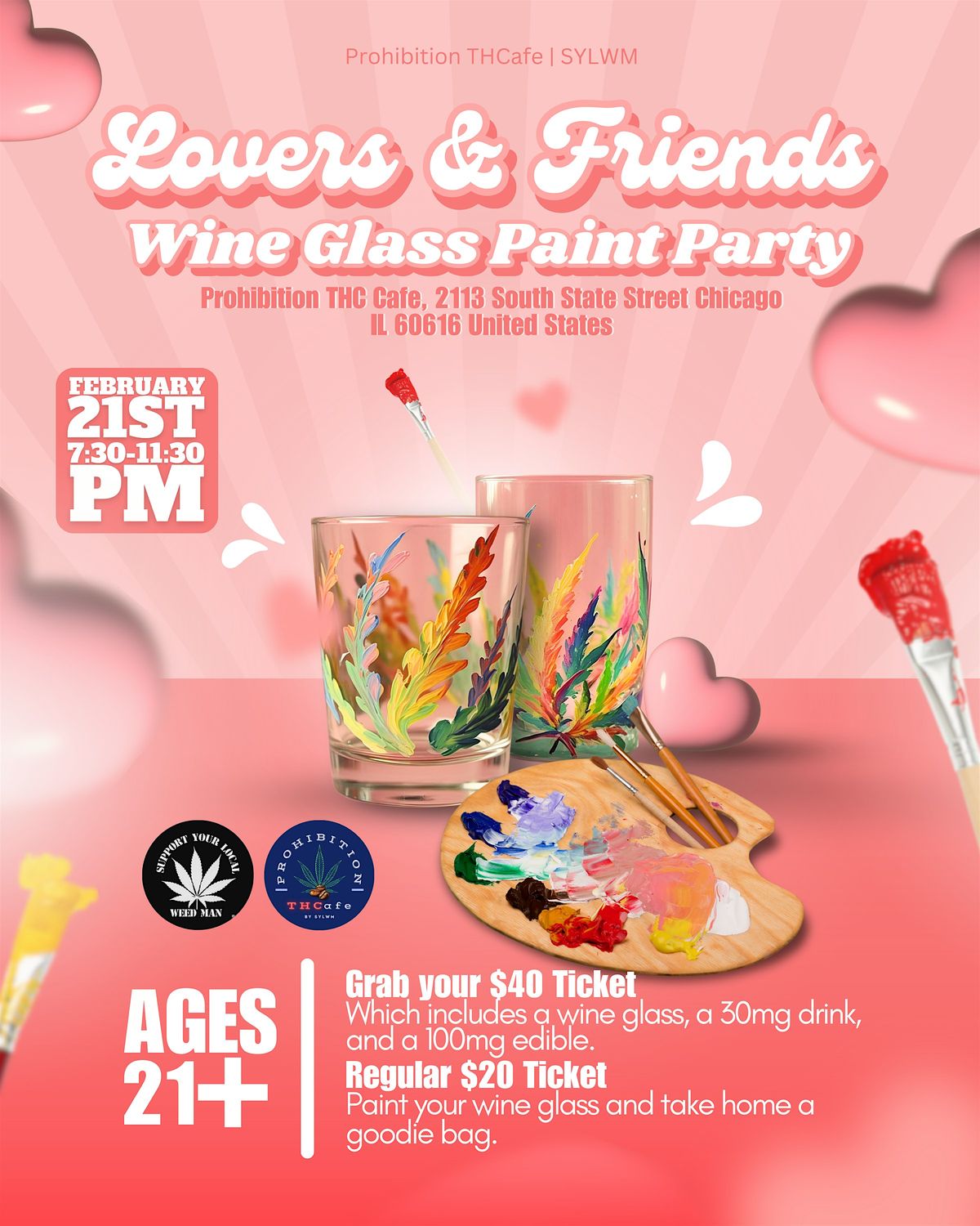 LOVERS & FRIENDS WINE GLASS PAINT PARTY