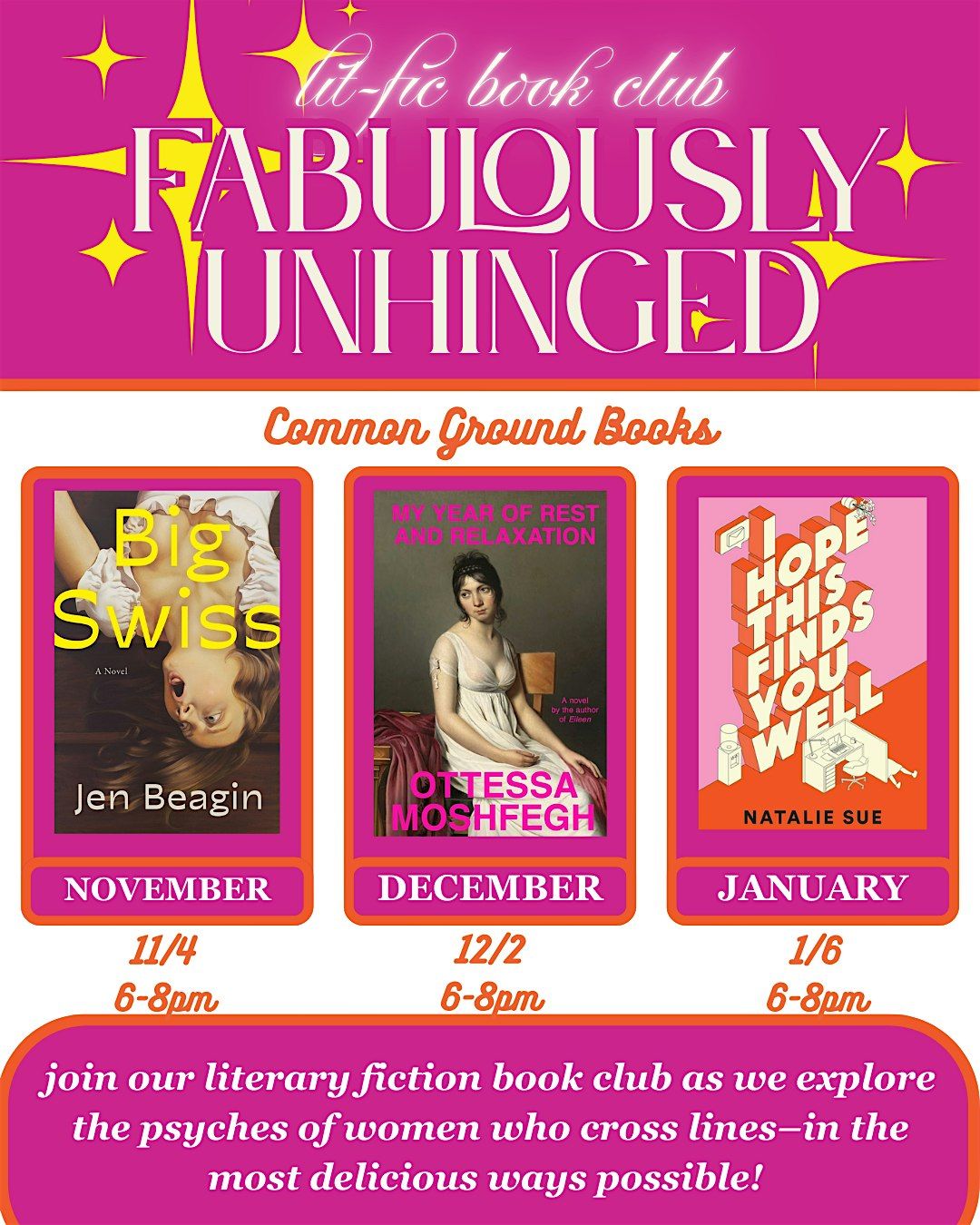 CGB Lit-Fic Fabulously Unhinged Book Club- December