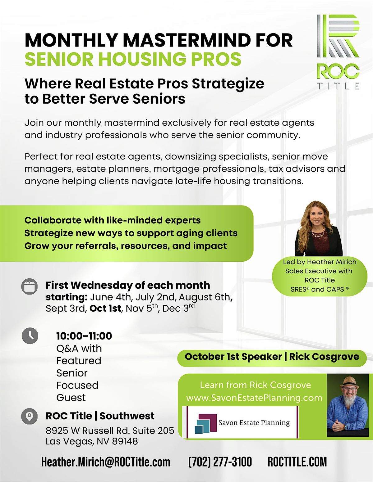 Real Estate Mastermind for Senior Focused Housing Pros