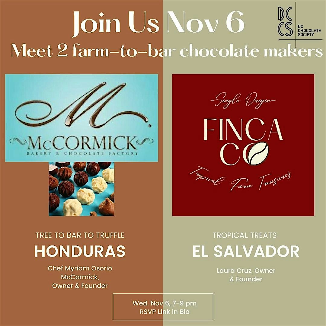 El Salvador & Honduras: Meet Two Chocolate Makers Nov 6 at DC Choc Society