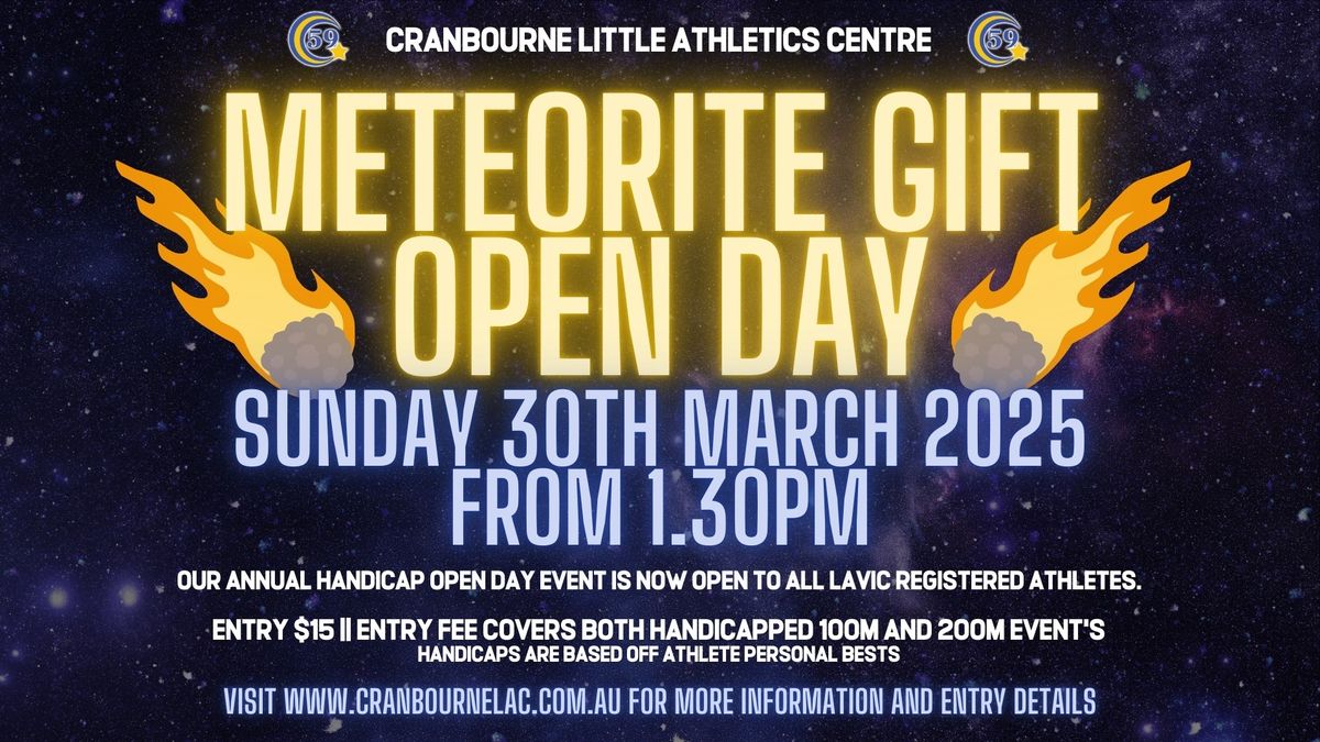 2025 Cranbourne Meteorite Gift Open Day | Sunday 30th March 2025 | Casey Fields