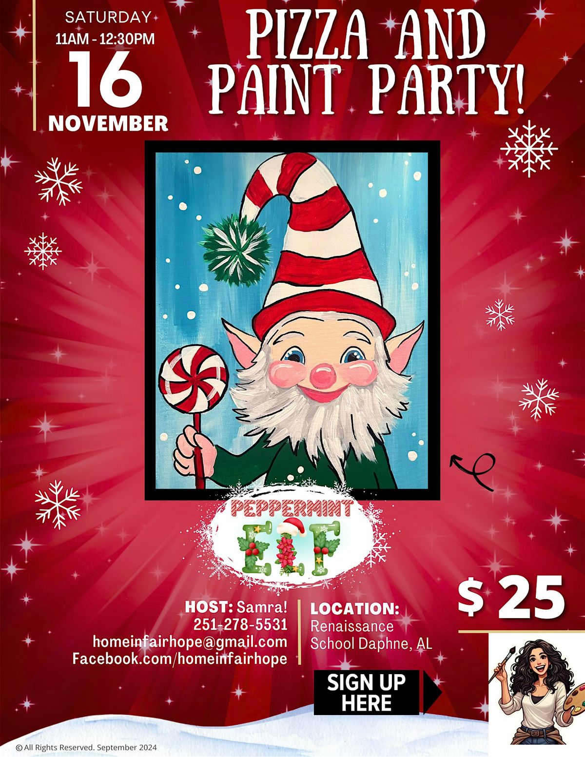 Desert Rose Peppermint Elf Kids' Paint and Pizza Party!