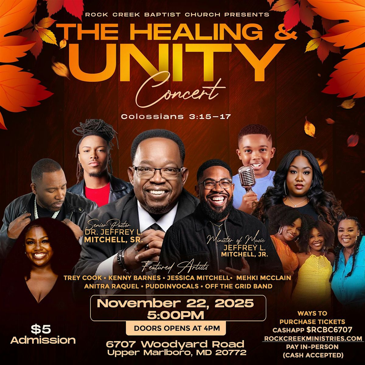 Rock Creek Baptist Church  Presents The Healing & Unity Concert