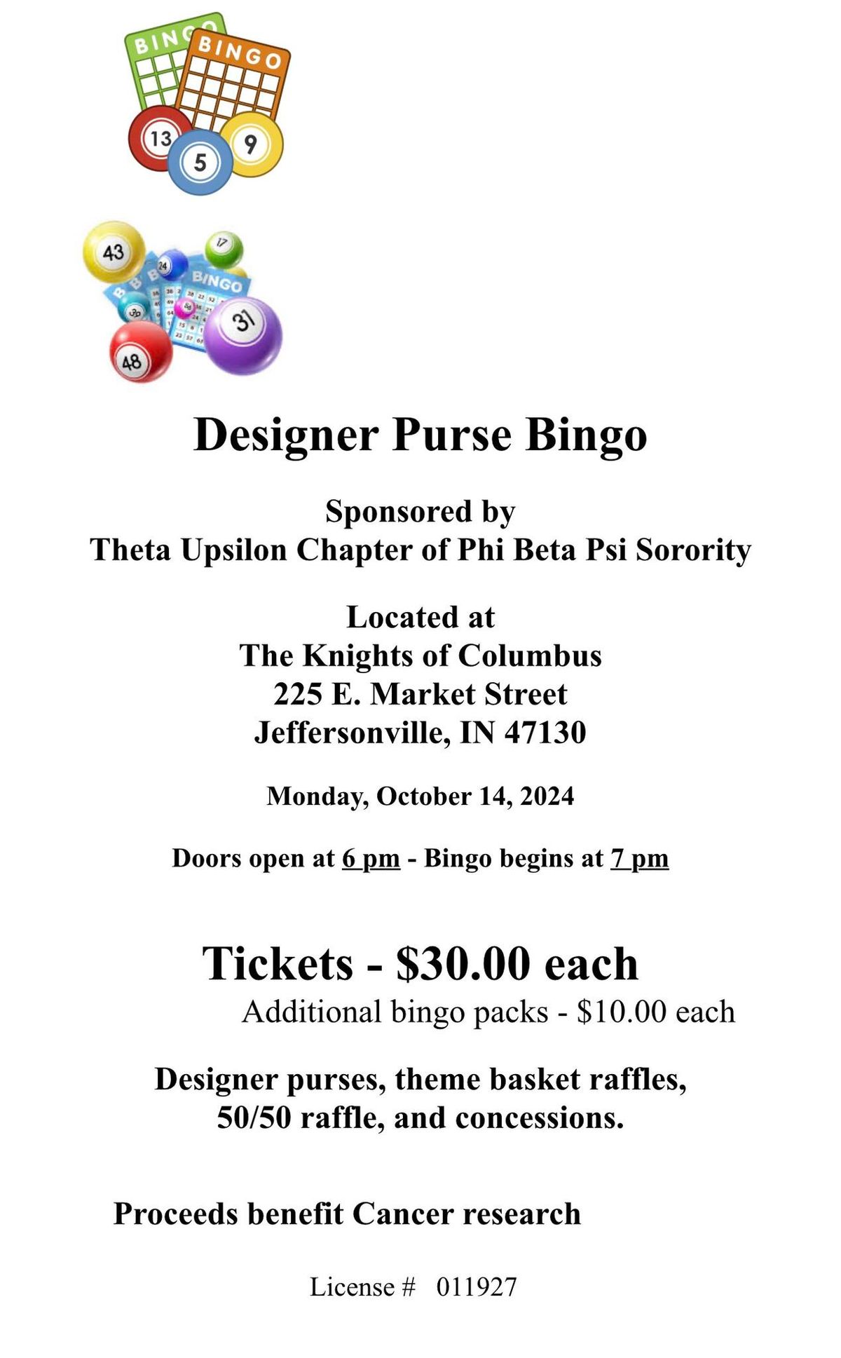 Phi Beta Psi Designer Purse Bingo