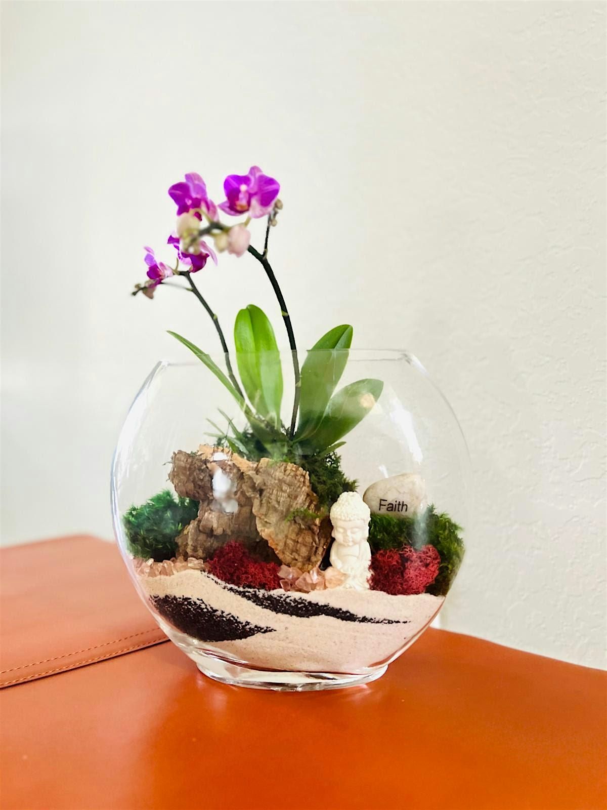 Kokedama Orchid inside Terrarium Class!