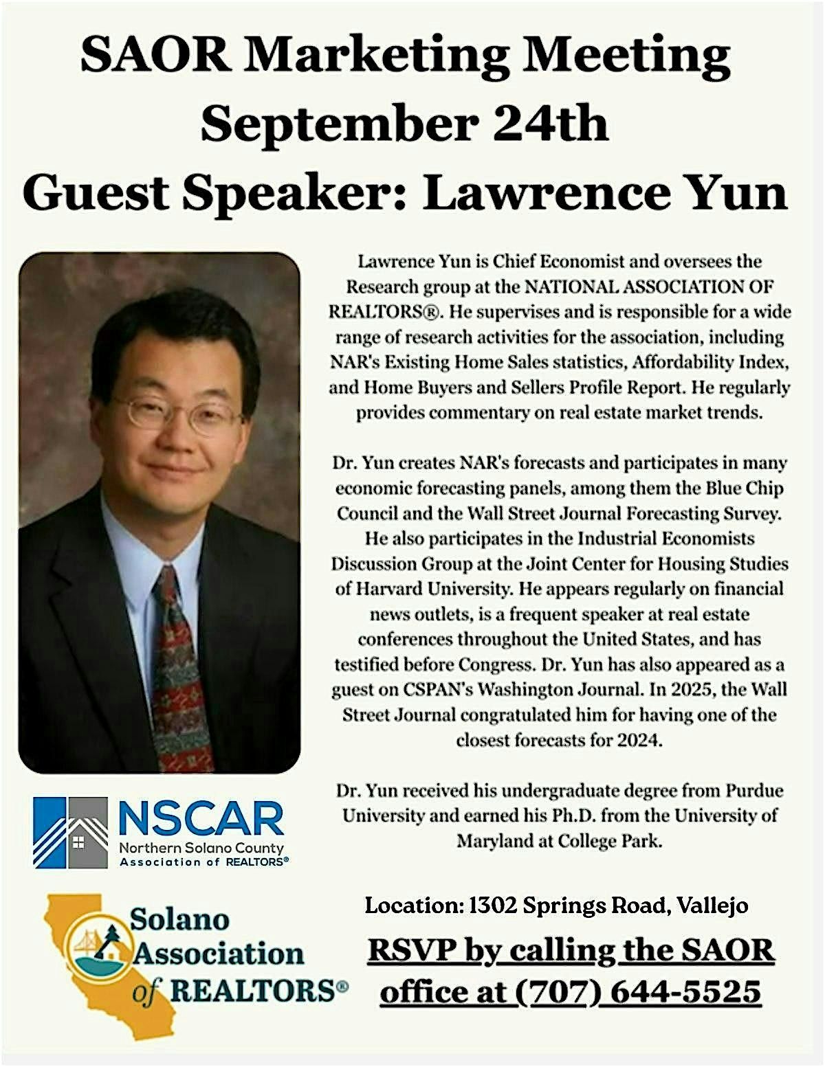 SAOR Presents: Lawrence Yun, NAR Chief Economist