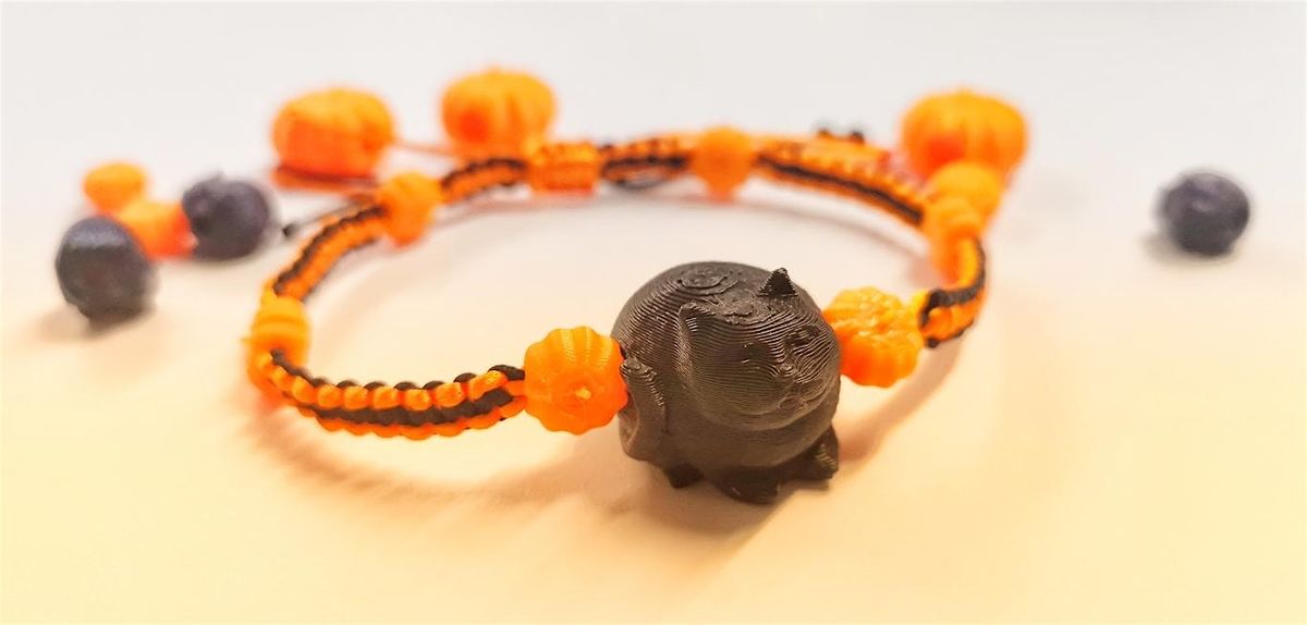 Macram\u00e9 a Halloween Bracelet with 3D Printed Charms