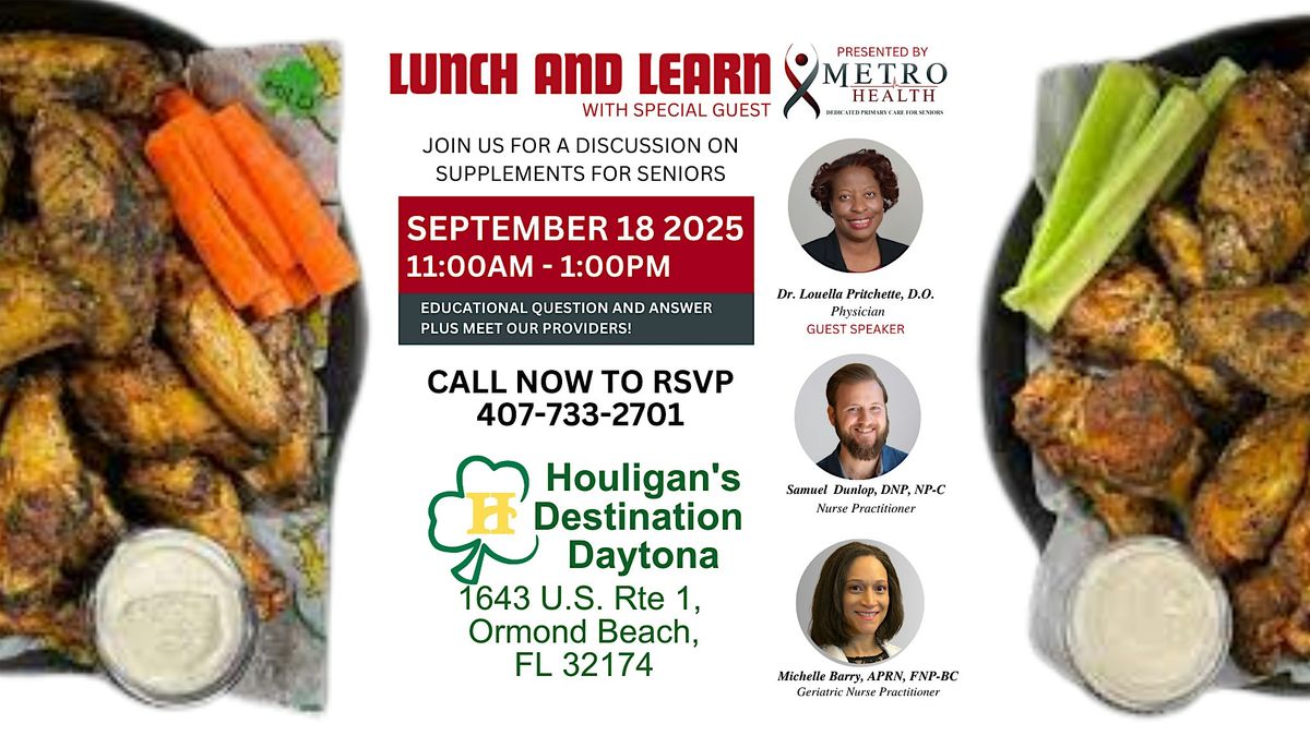 Free for Seniors Lunch & Learn at Houligan's Destination Daytona