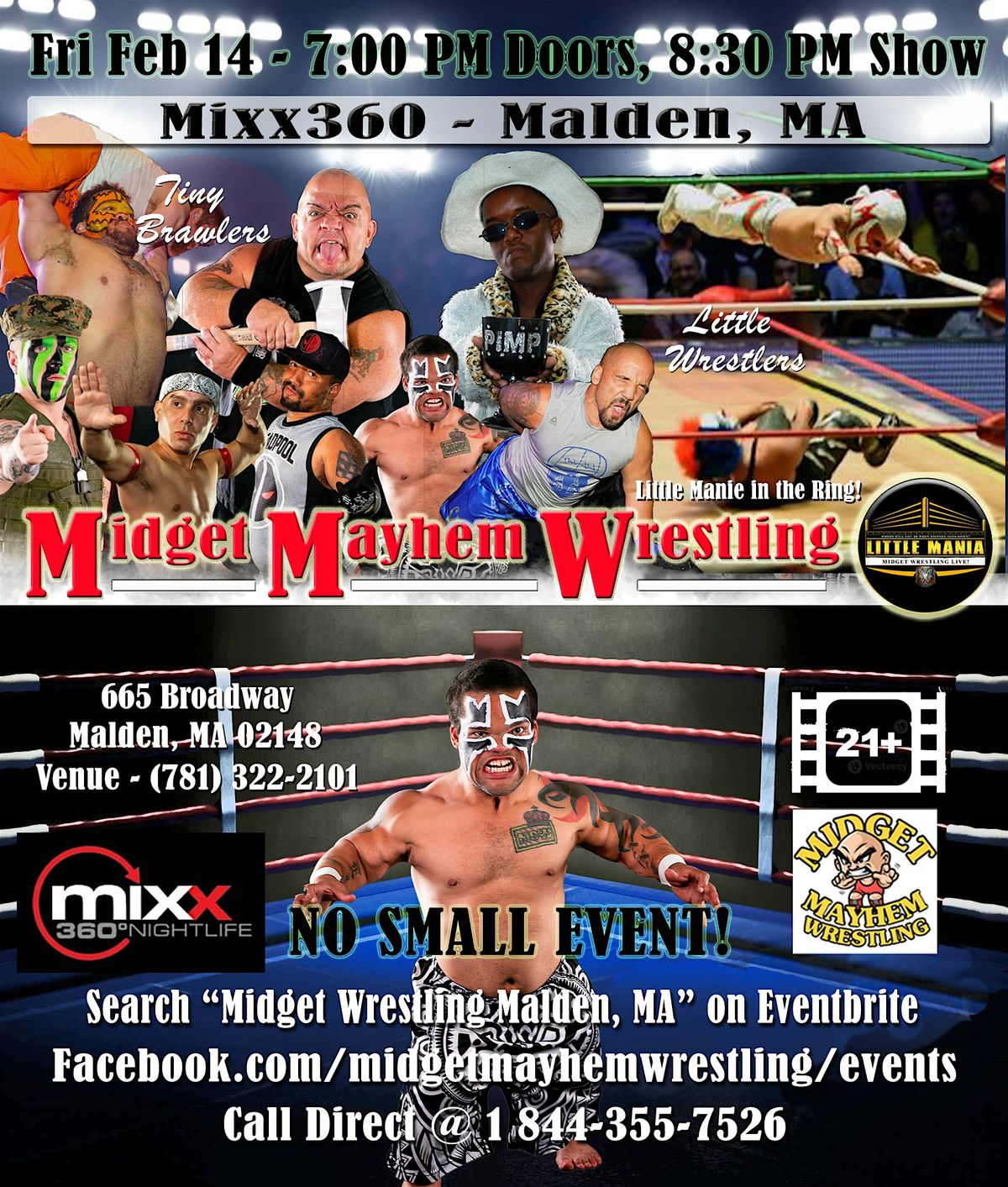 Midget Mayhem Wrestling Rips Through the Ring! Malden MA 21+