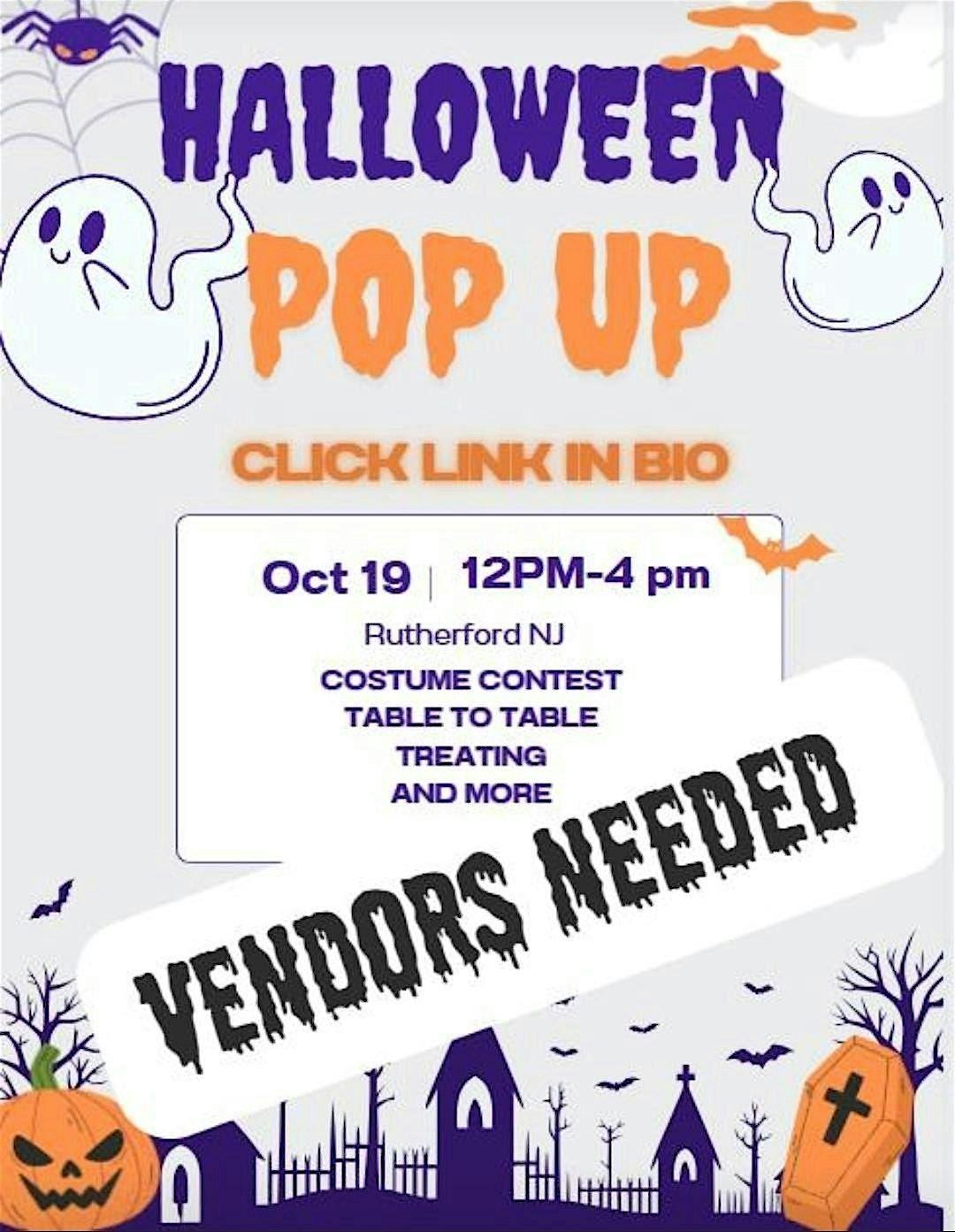 Halloween Pop-Up Vendors Needed