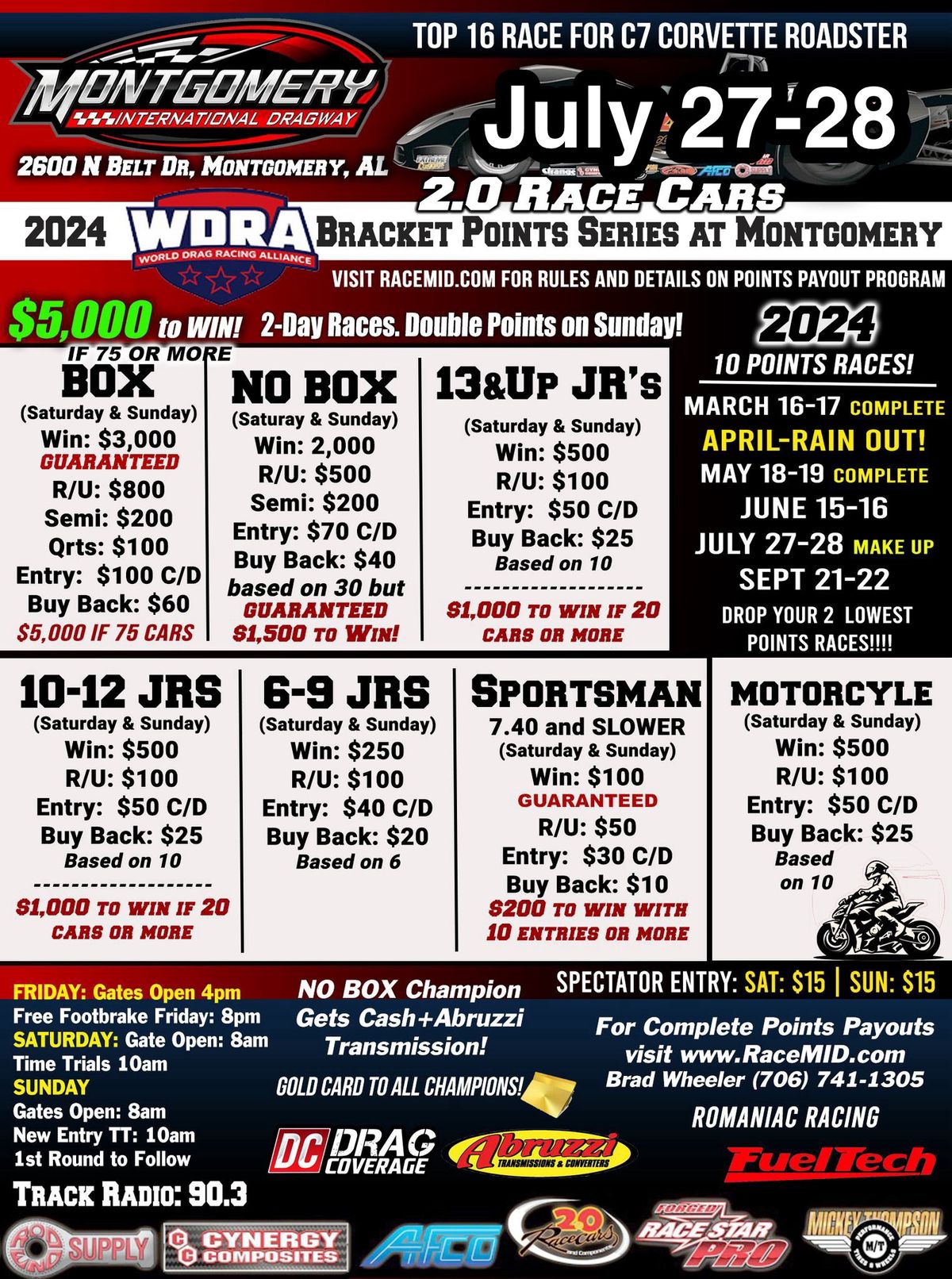 WDRA Bracket Points Series Make-Up Race July 27-28