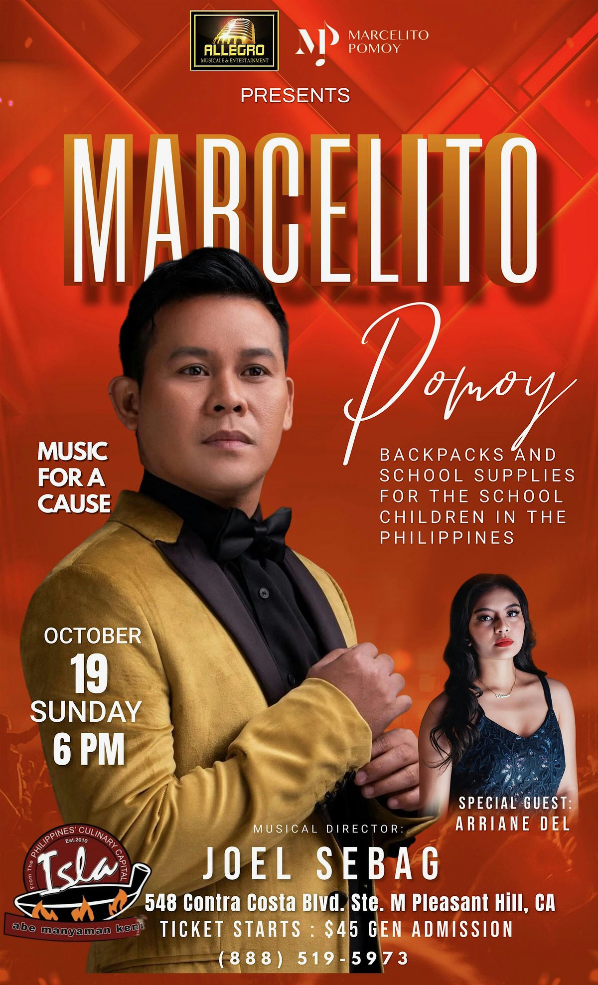 Music for a Cause: A Night with Marcelito Pomoy-Live in  Pleasant Hill, CA