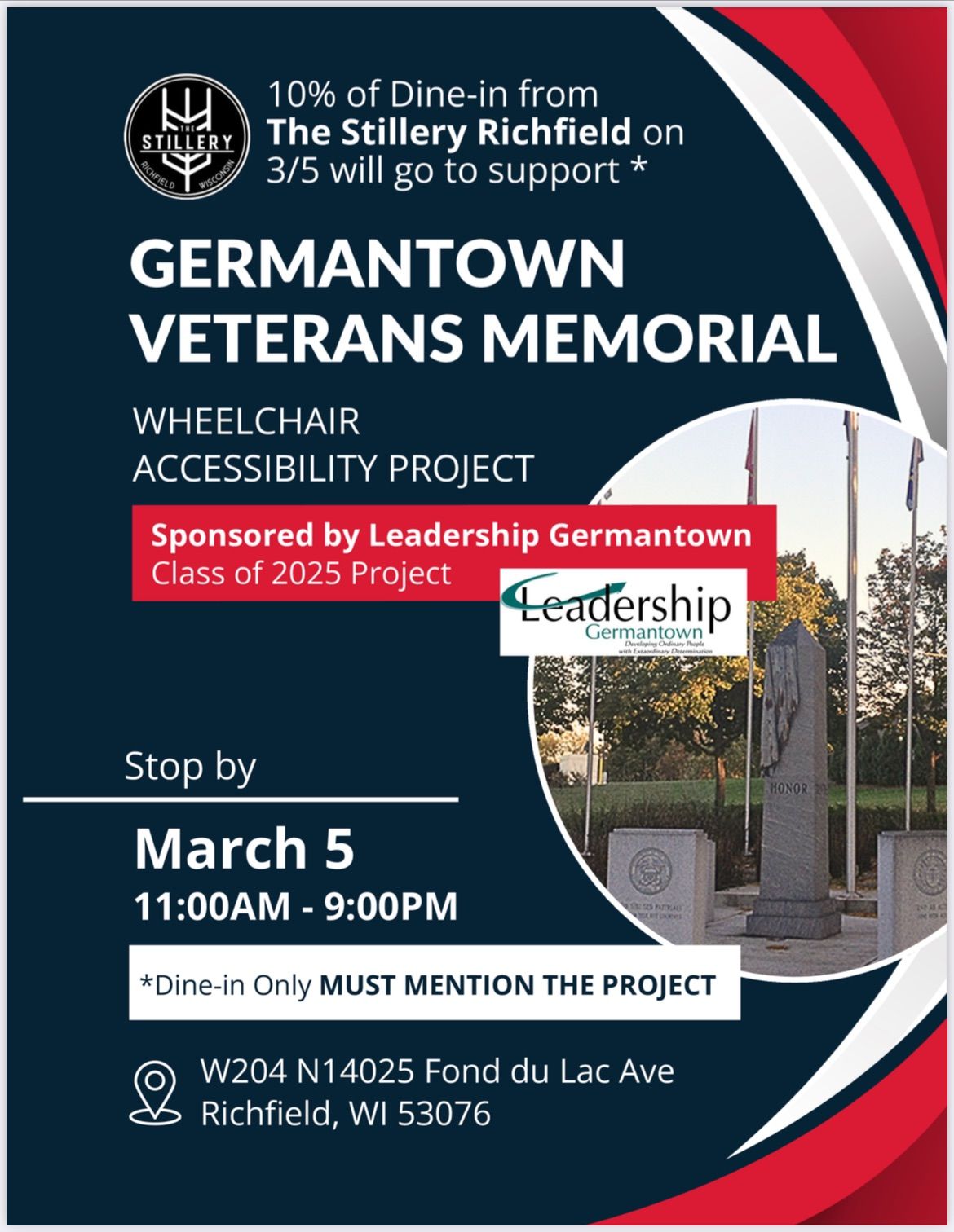 Stillery Richfield booster night for Germantown Veterans Memorial