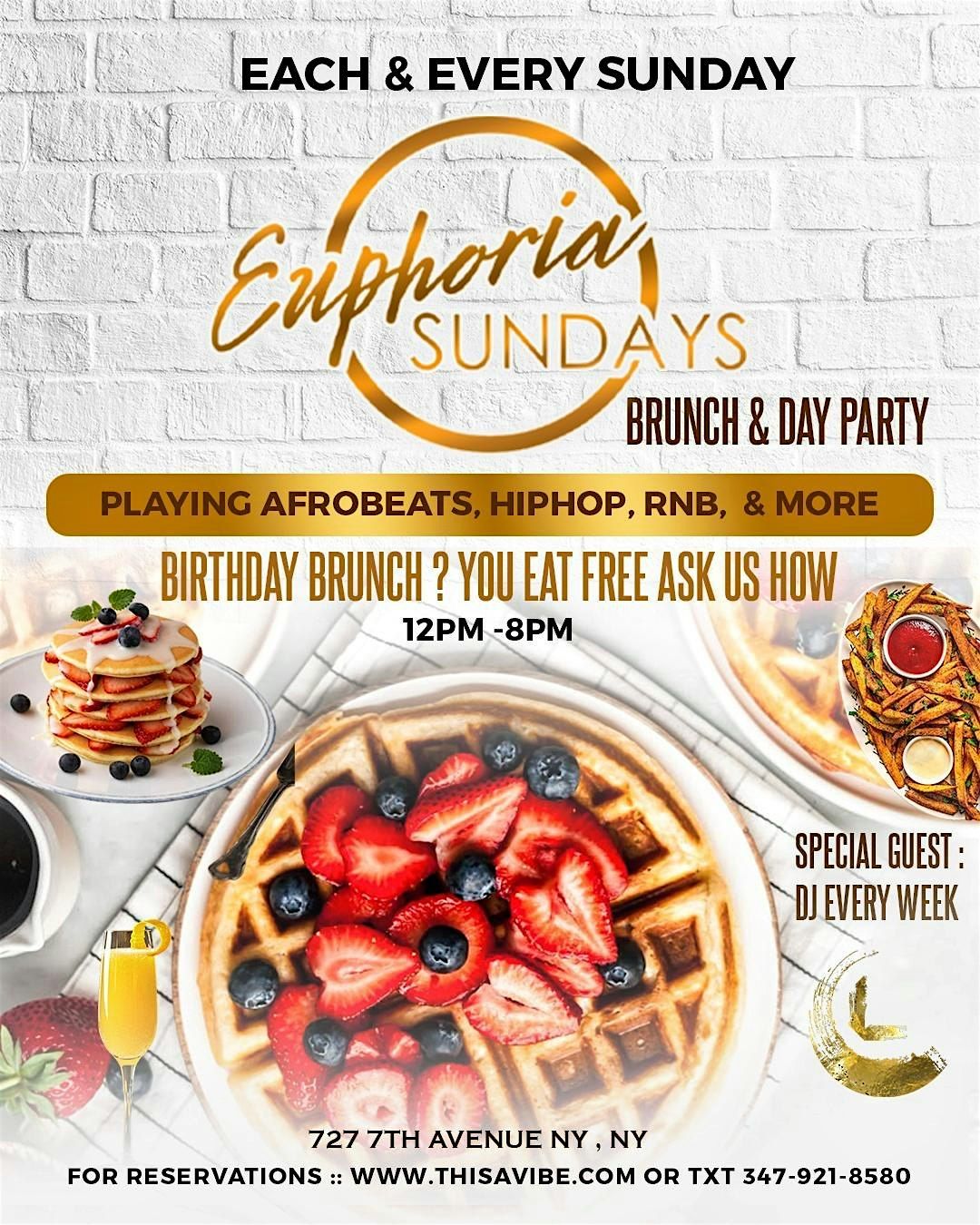 Euphoria Sunday Brunch & Day Party |  @ Lagos NYC