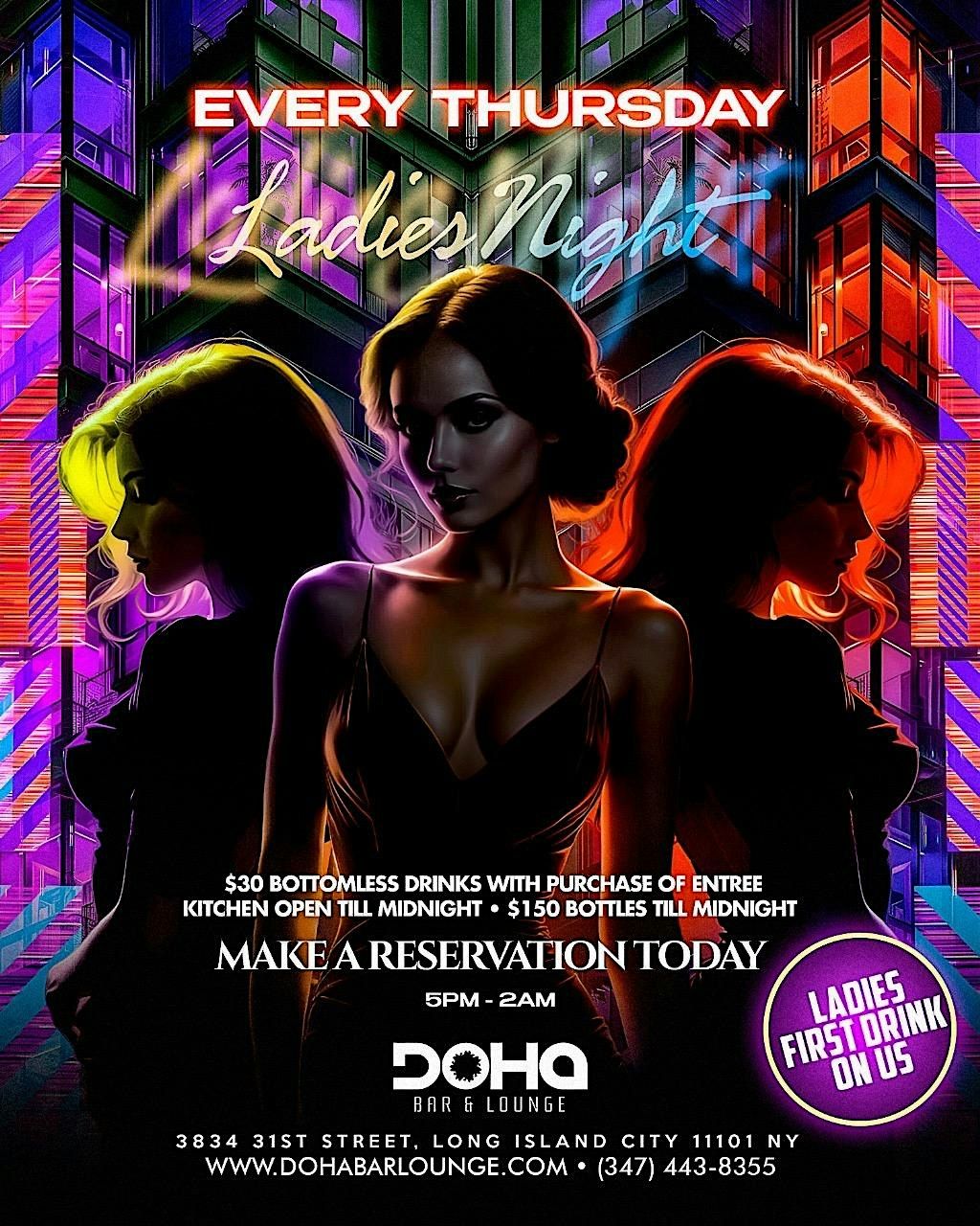 Thursday Ladies Night + Happy Hour at Doha Lounge | Queens NY
