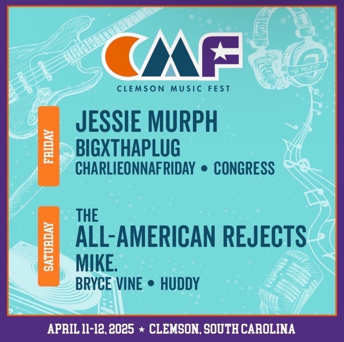 Clemson Music Fest: Jessie Murph  The All American Rejects  & Mike. - 2 Day Pass