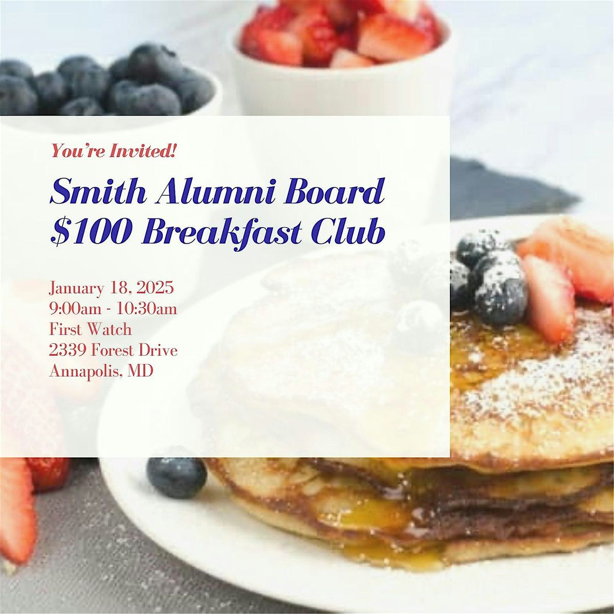 Smith Alumni Board $100 Breakfast Club Event- Annapolis