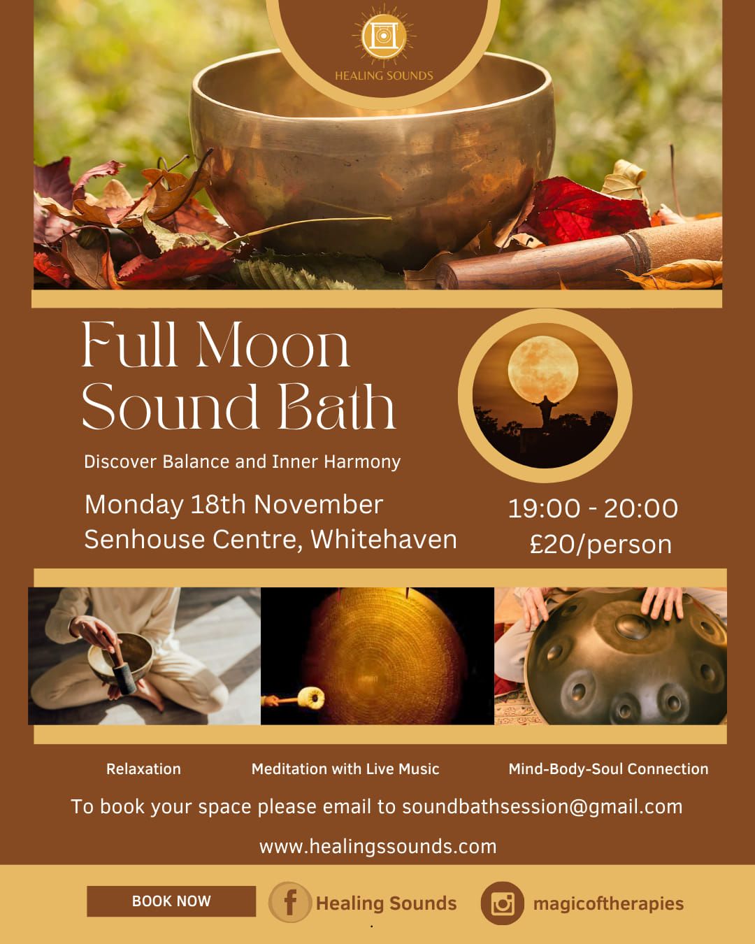 FULLY BOOKED\ud83c\udf15Full Moon Sound Bath Meditation\ud83c\udf42\ud83c\udf41Senhouse Centre, Whitehaven 