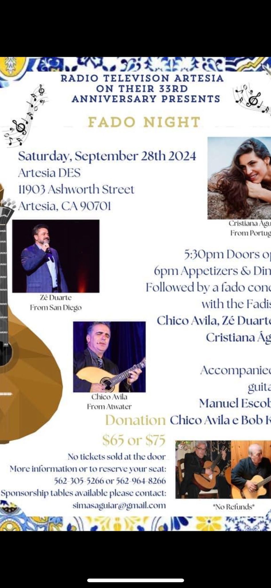 RTA Fado Night Fundraising Dinner