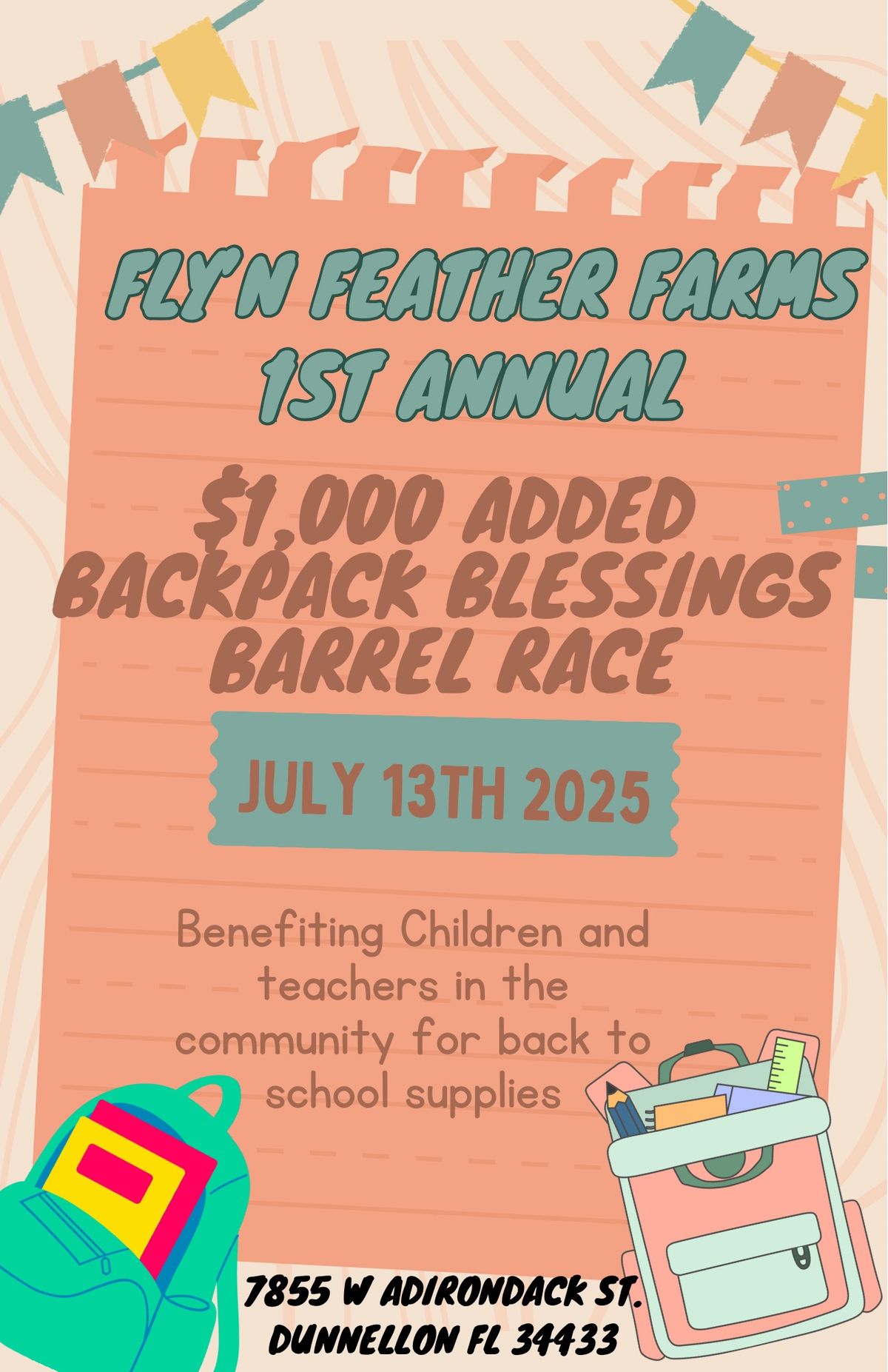 $1000 added Backpack Blessings Barrel Race 