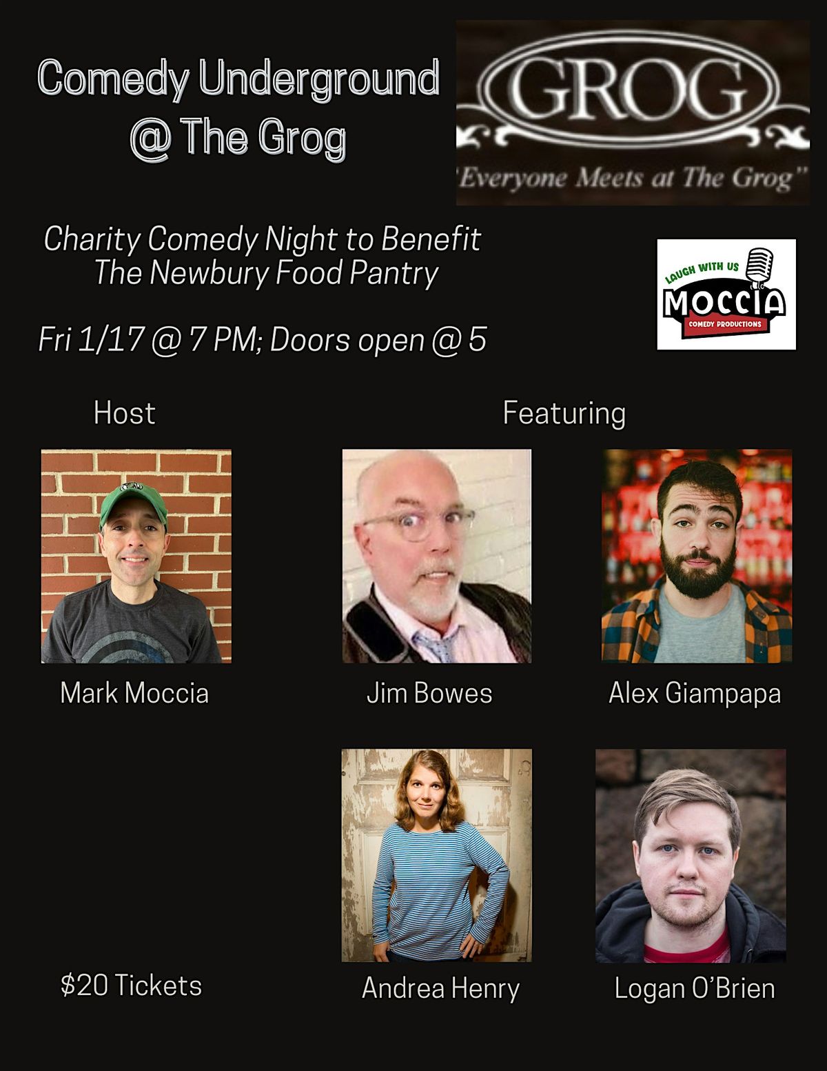 21+ Charity Comedy Underground @ The Grog to benefit Newbury Food Pantry!