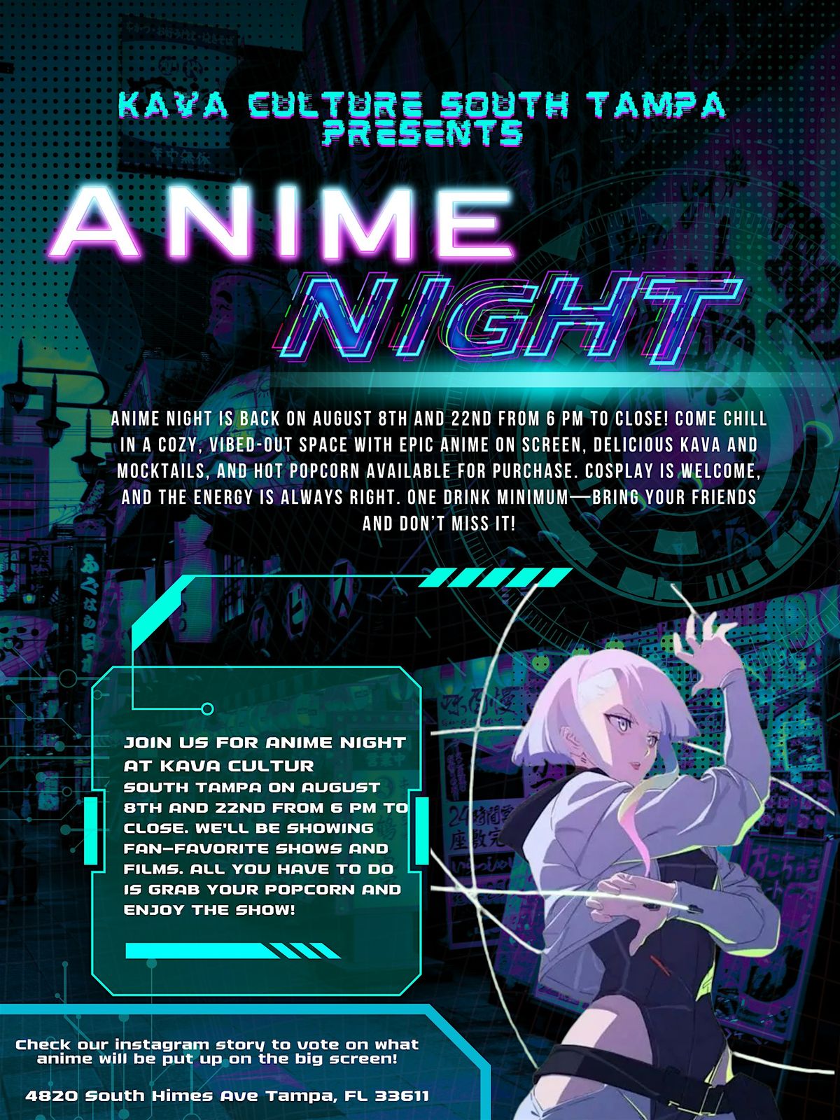 KAVA CULTURE SOUTH TAMPA: ANIME NIGHT