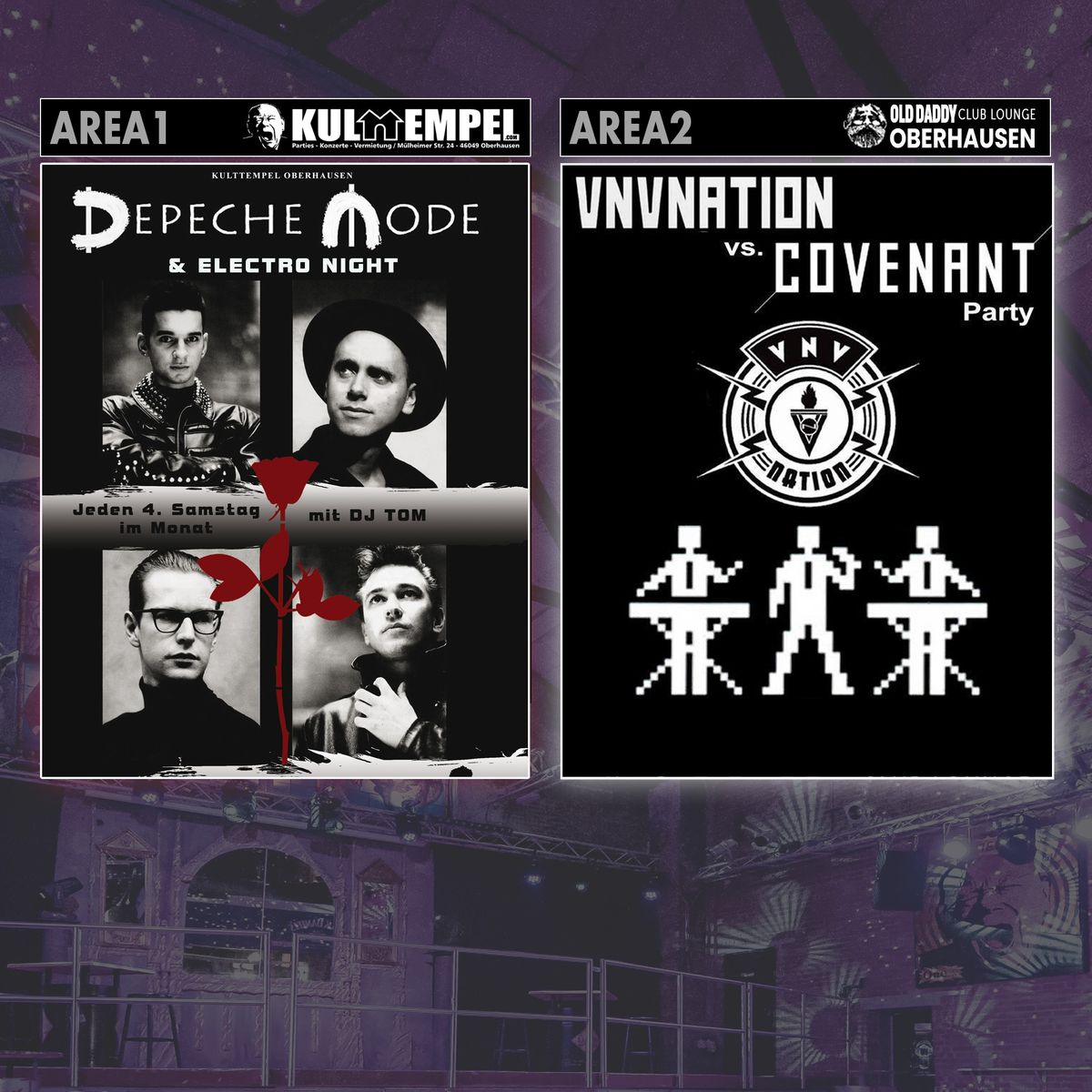 AREA1: Depeche Mode Party | AREA2: VNV NATION vs. COVENANT Party 