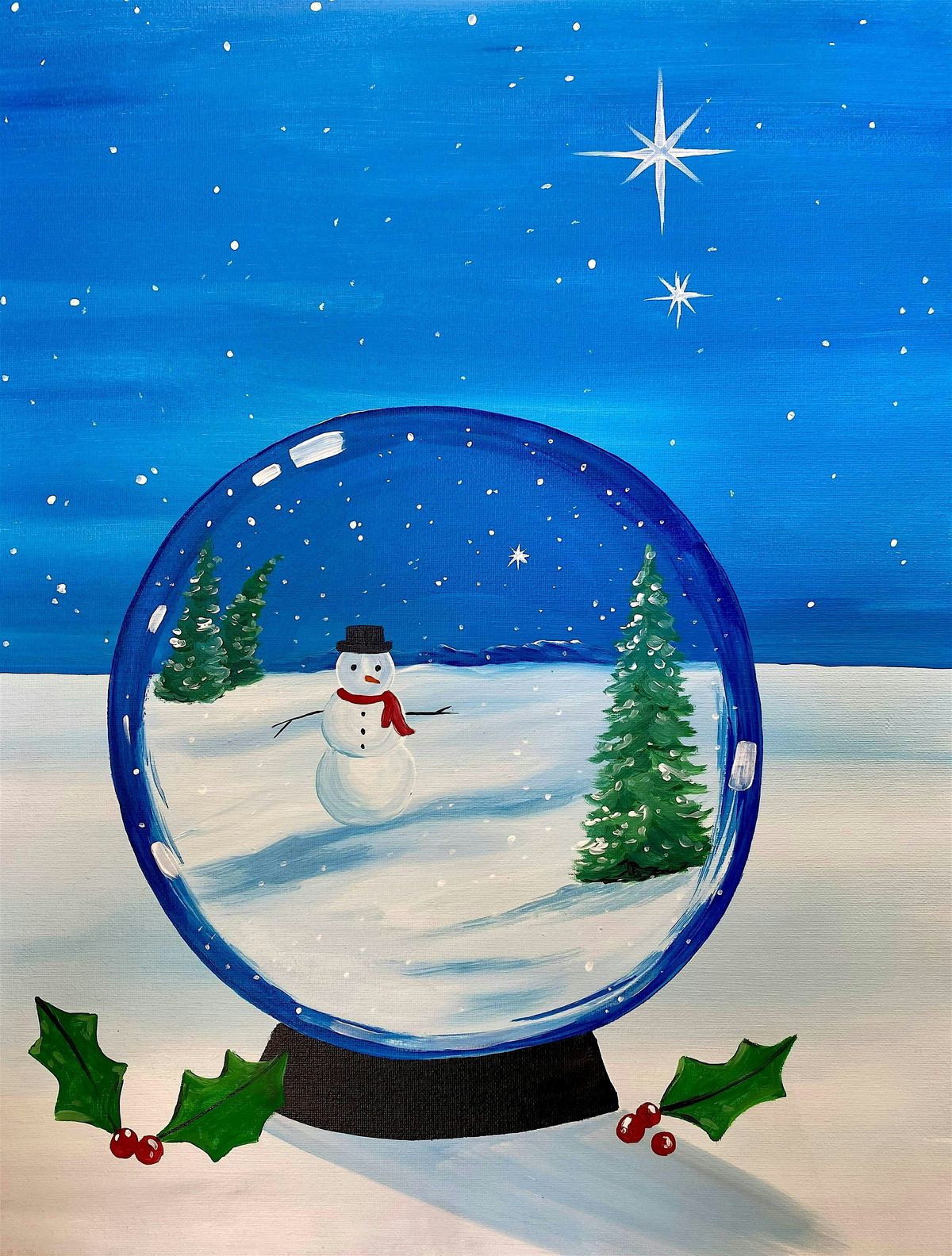 Winter Snowglobe\u00a0Paint and Sip Event