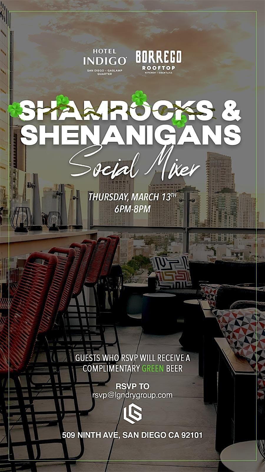 LGNDRY Group Presents: Shamrocks & Shenanigans! @ Borrego Rooftop