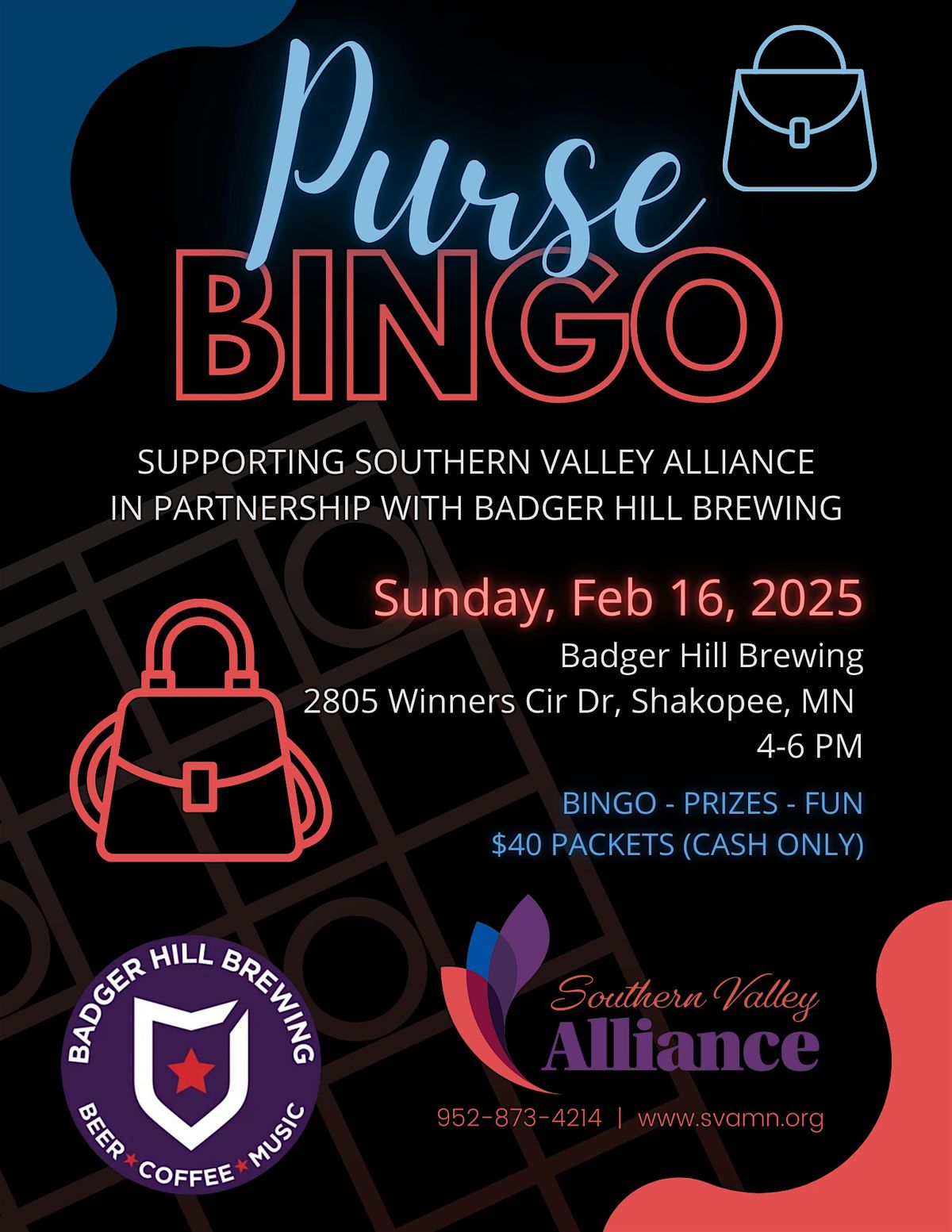 Purse Bingo at Badger Hill Brewing