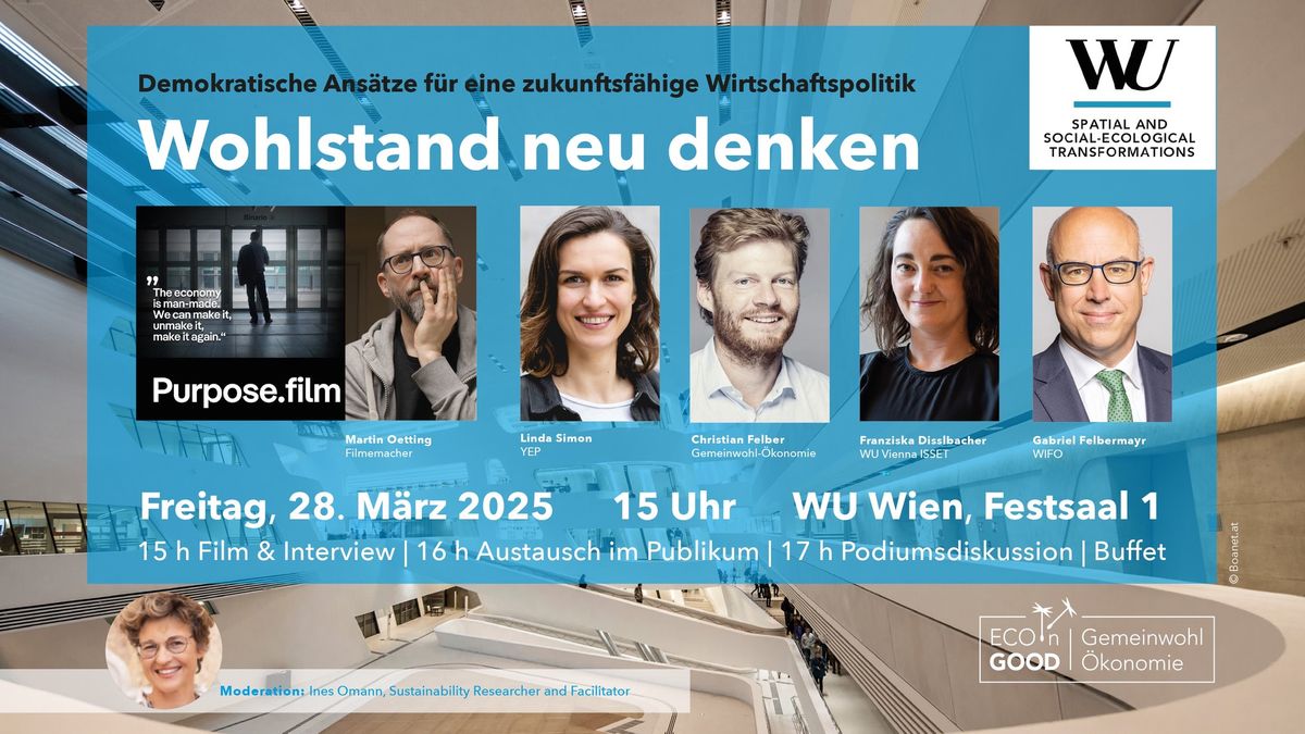 WU Wien: Film PURPOSE und Diskussion "Wohlstand neu denken"