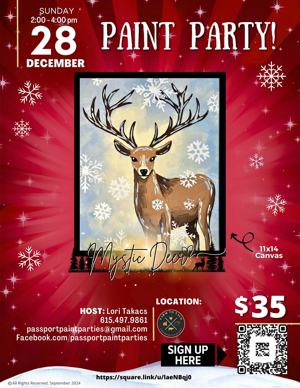 12.28.25 Mystic Deer Paint and Sip at Farm to Taco